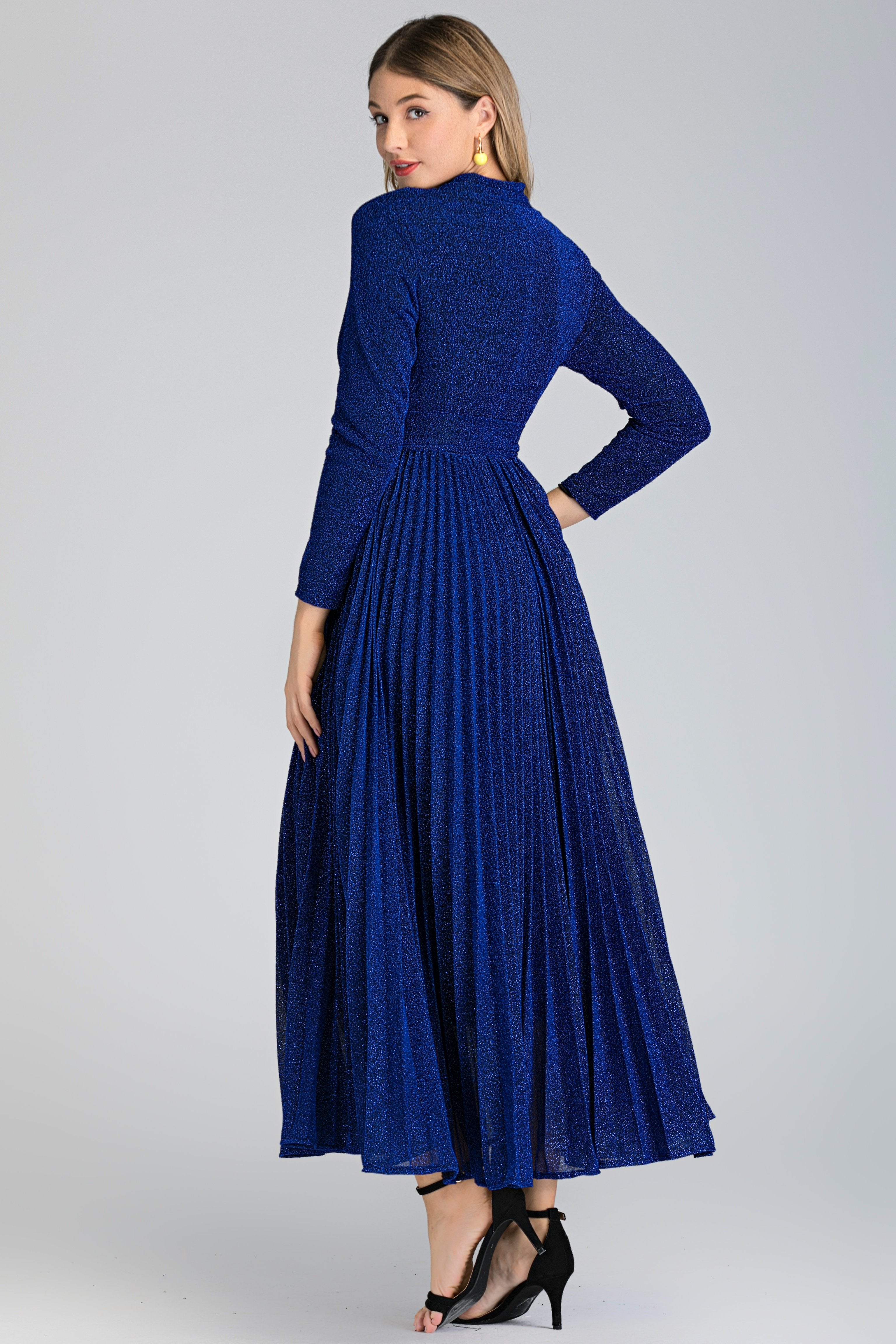 Blue Sapphire Pleated Maxi Dress - ownthelooks-Development