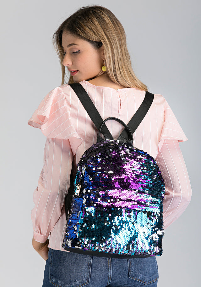Blue Violet Sequined Mini Backpack - ownthelooks-Development