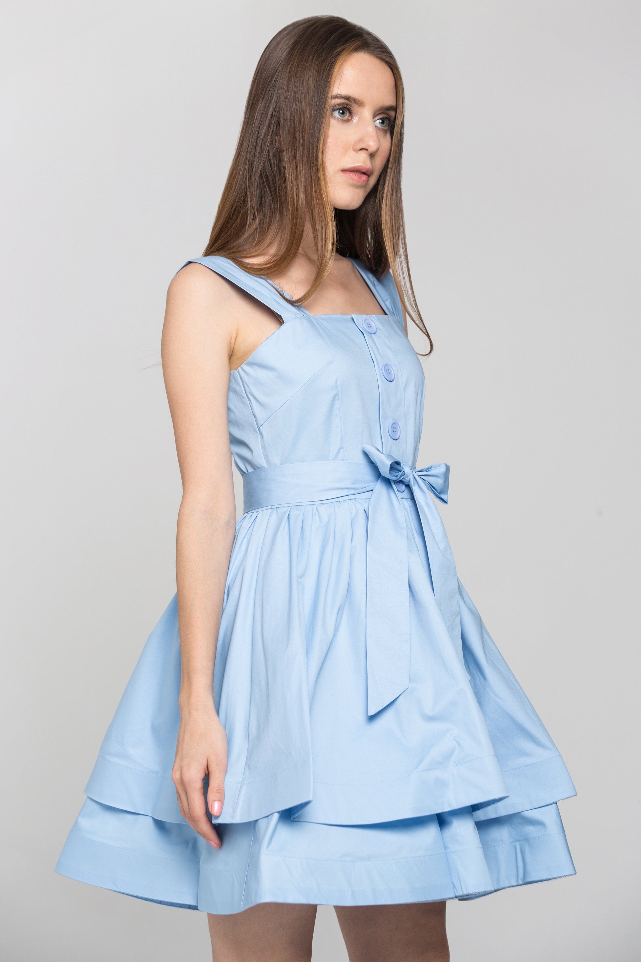 Baby Blue Tiered Mini Dress - ownthelooks-Development