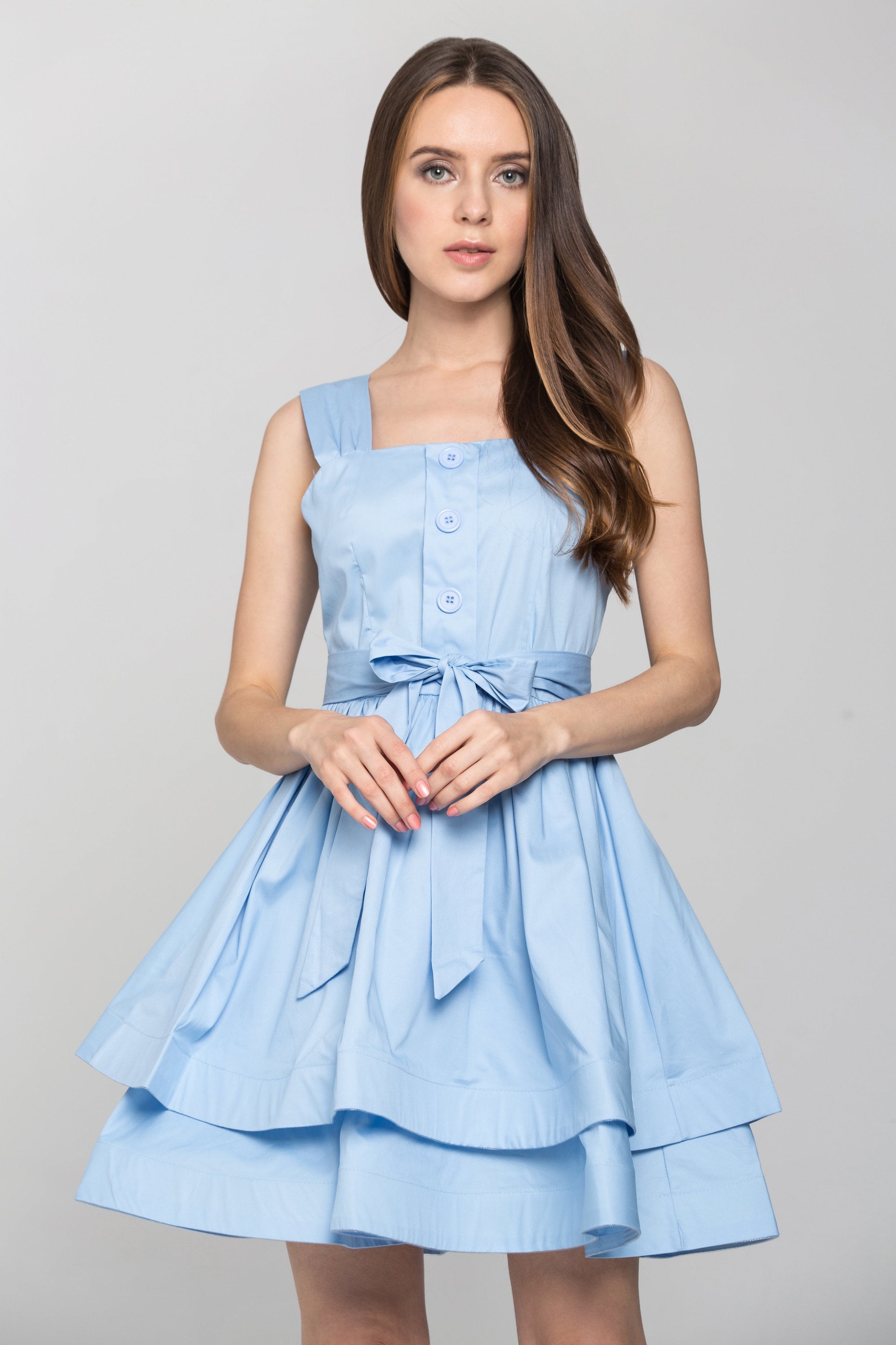 Baby Blue Tiered Mini Dress - ownthelooks-Development