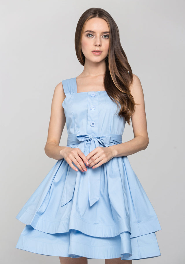 Baby Blue Tiered Mini Dress - ownthelooks-Development