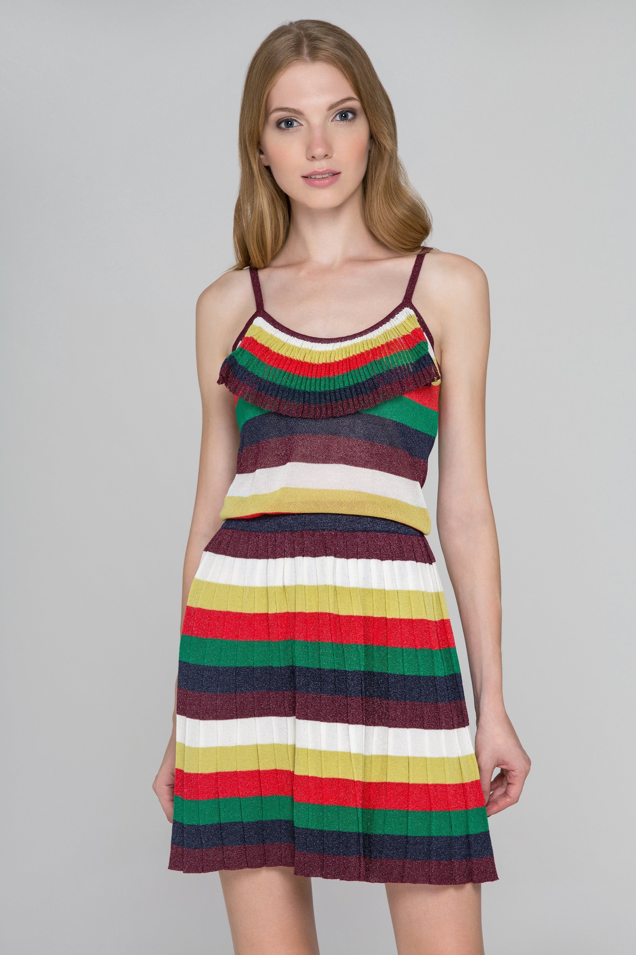 Boho Rainbow Knit Tassel Bib Midi Dress - ownthelooks-Development