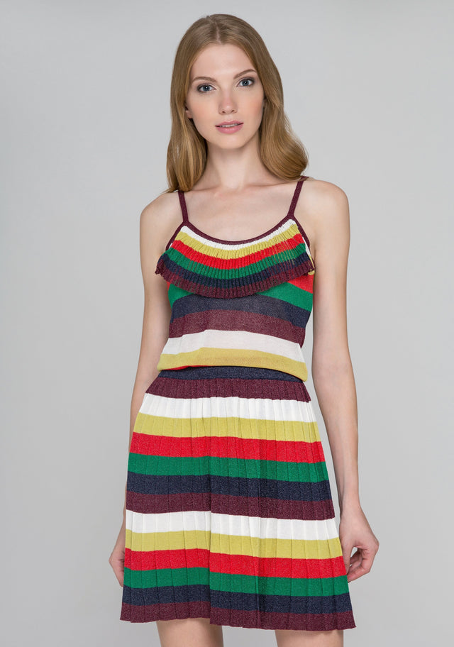 Boho Rainbow Knit Tassel Bib Midi Dress - ownthelooks-Development