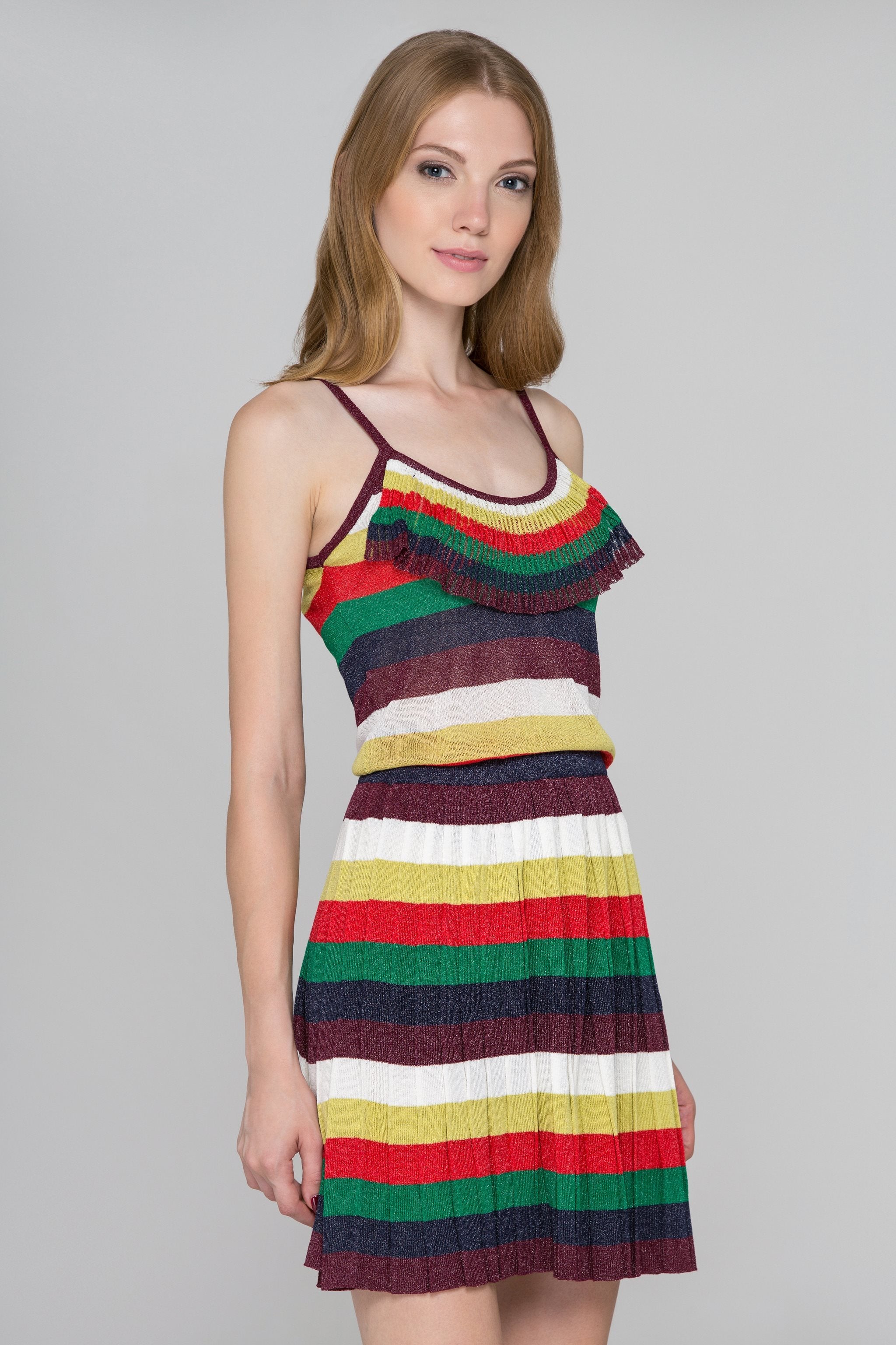 Boho Rainbow Knit Tassel Bib Midi Dress - ownthelooks-Development