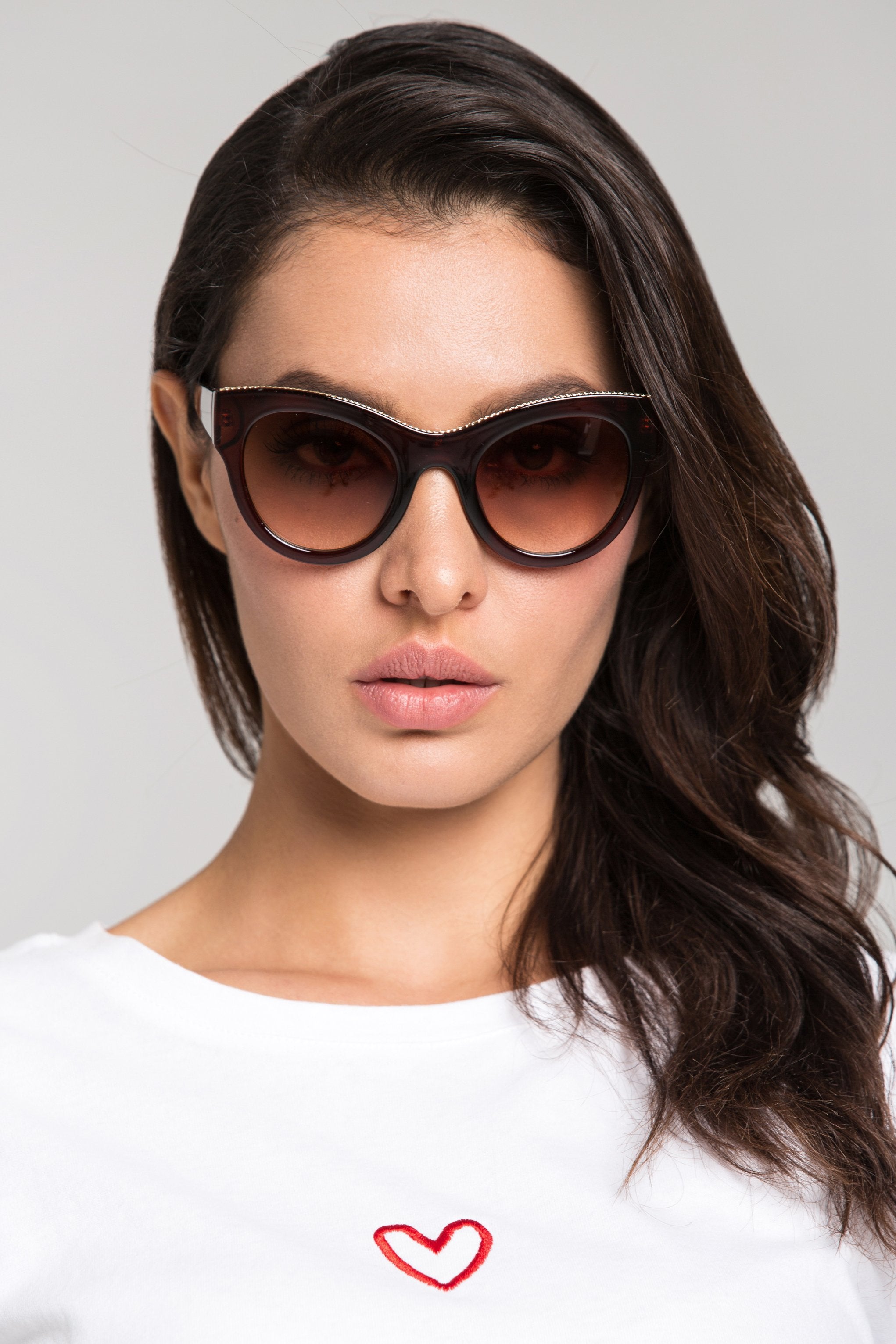 Brown Glossy Frame Cat Eye Sunglasses - ownthelooks-Development