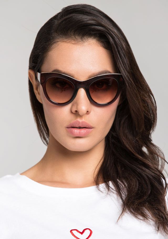 Brown Glossy Frame Cat Eye Sunglasses - ownthelooks-Development