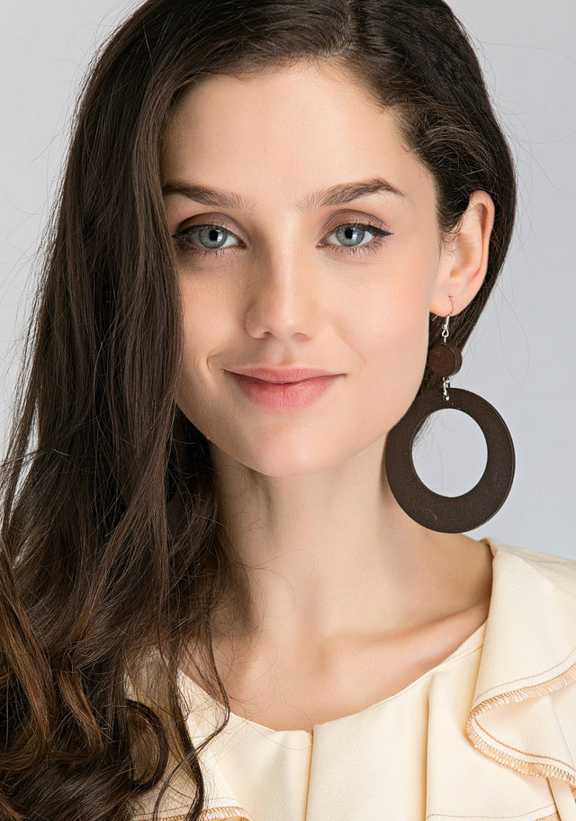 Brown O Cut out  Drop Earrings - ownthelooks-Development