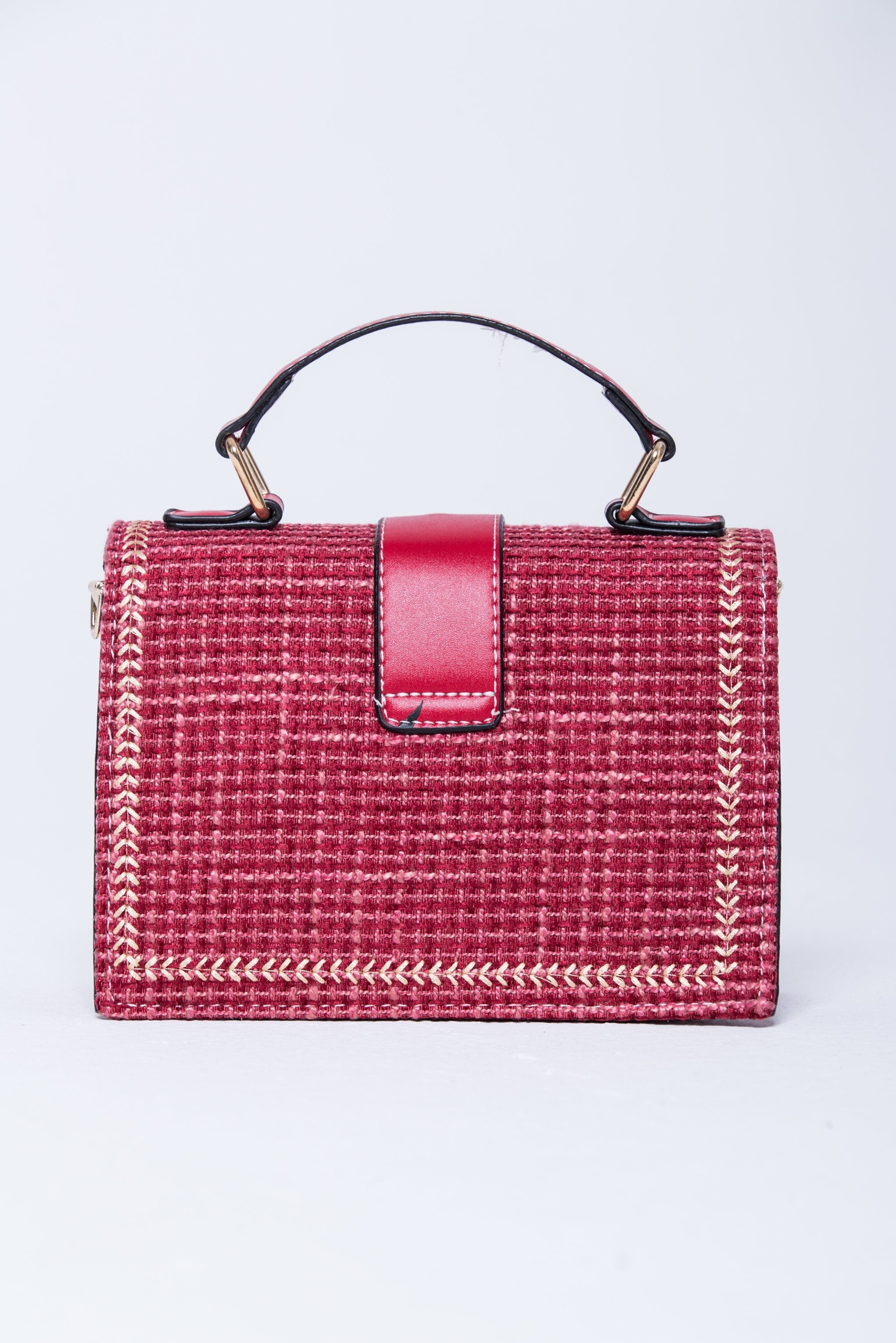 Carmine Red Buckle Handbag - ownthelooks-Development