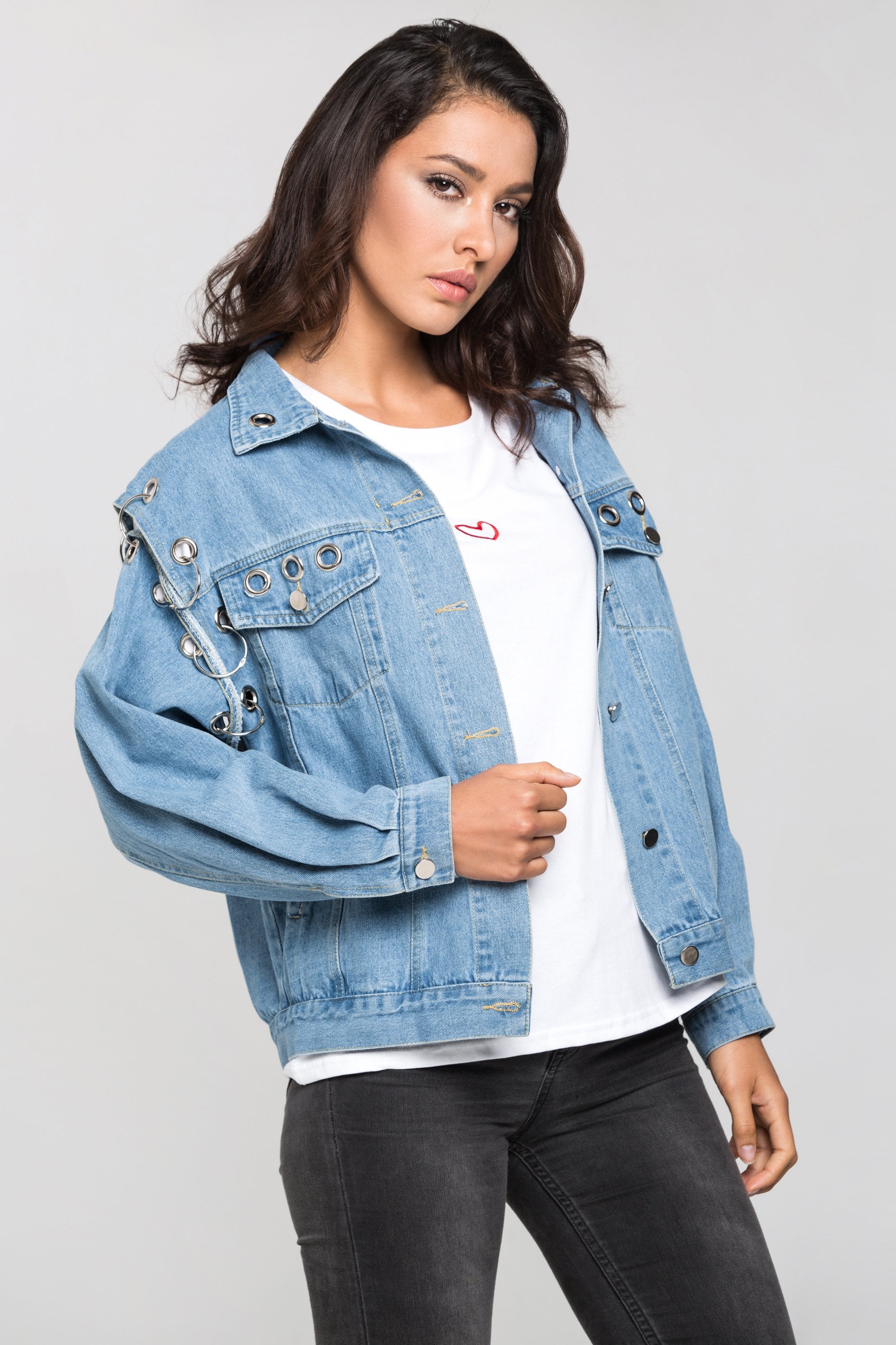 Denim Ring and Hoop Distressed Jacket - ownthelooks-Development