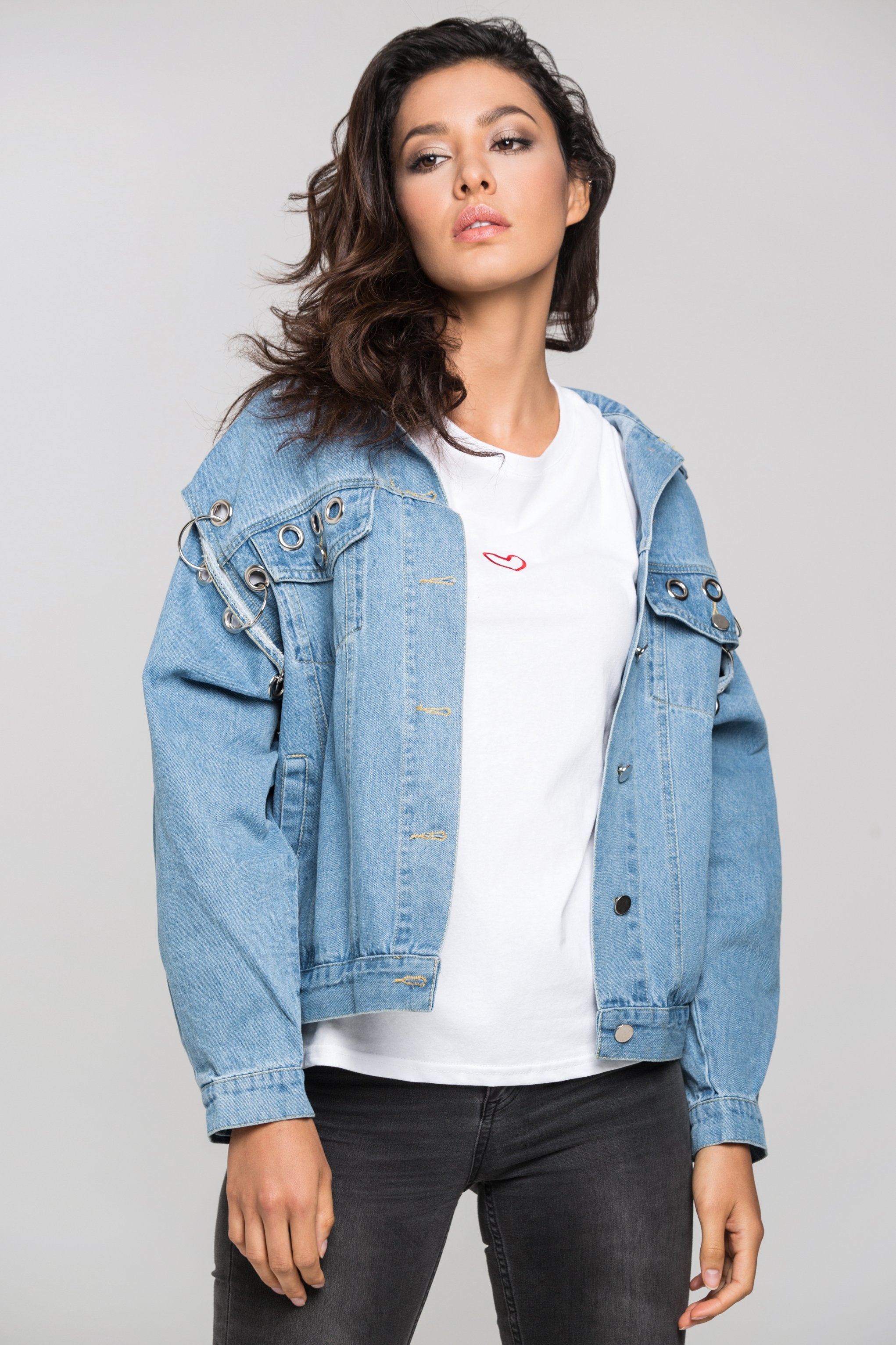 Denim Ring and Hoop Distressed Jacket - ownthelooks-Development