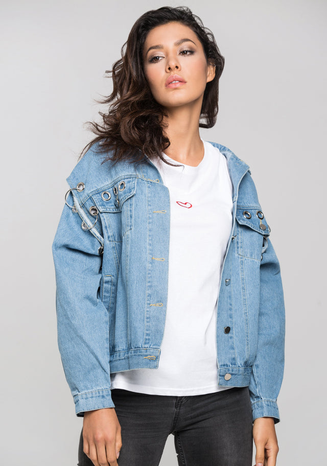 Denim Ring and Hoop Distressed Jacket - ownthelooks-Development
