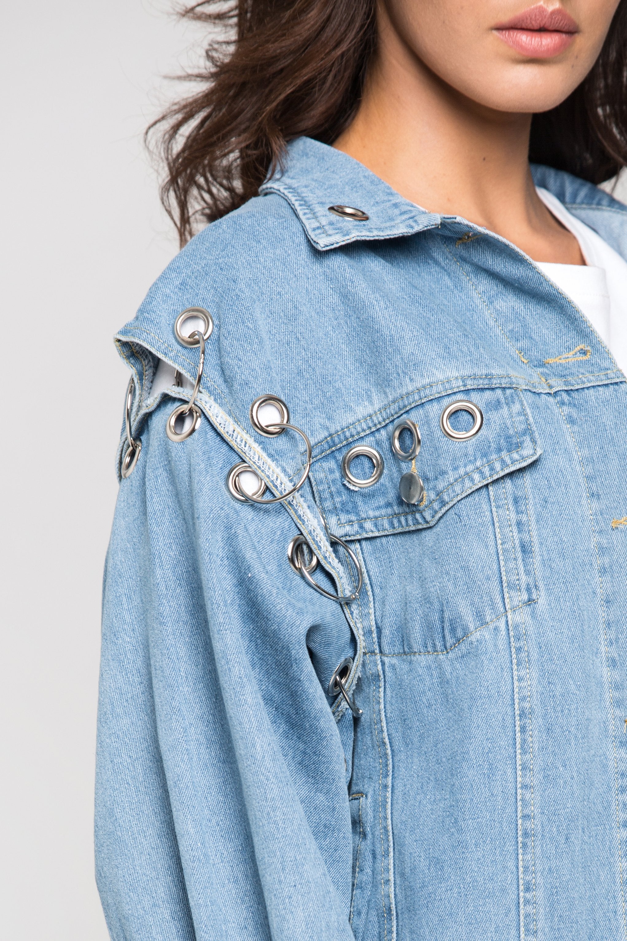 Denim Ring and Hoop Distressed Jacket - ownthelooks-Development