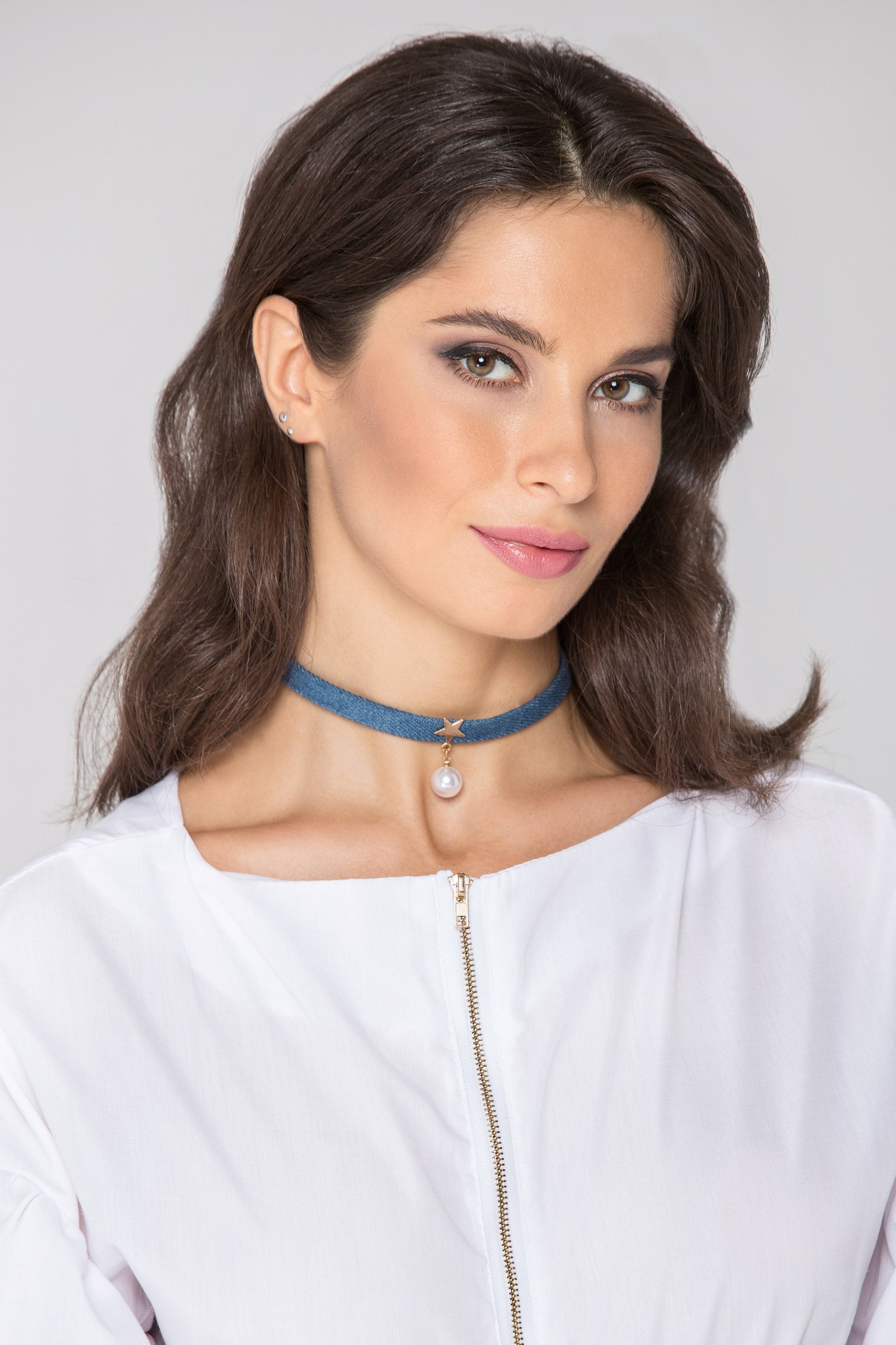 Denim Star Pearl Choker Necklace - ownthelooks-Development