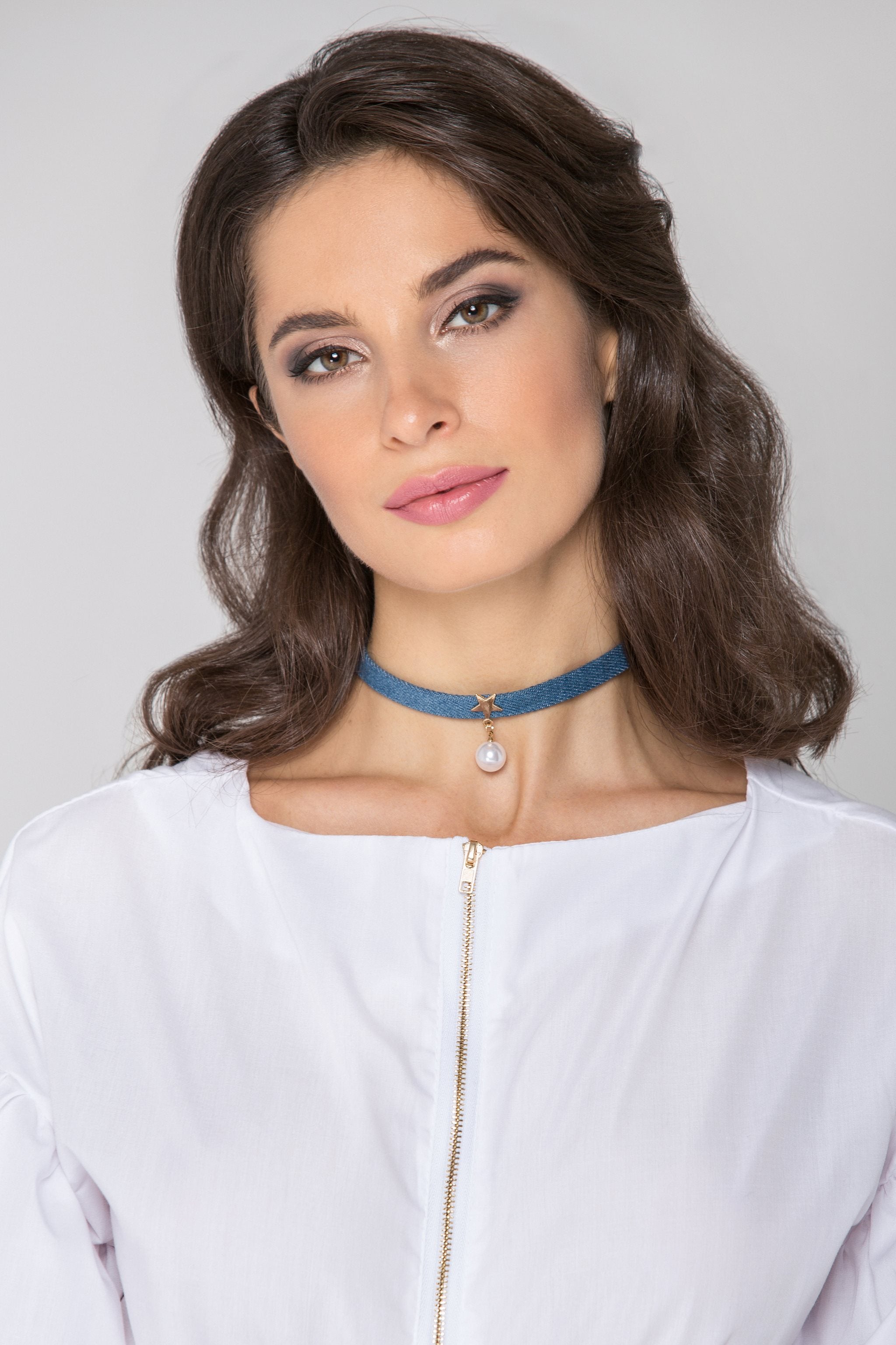 Denim Star Pearl Choker Necklace - ownthelooks-Development