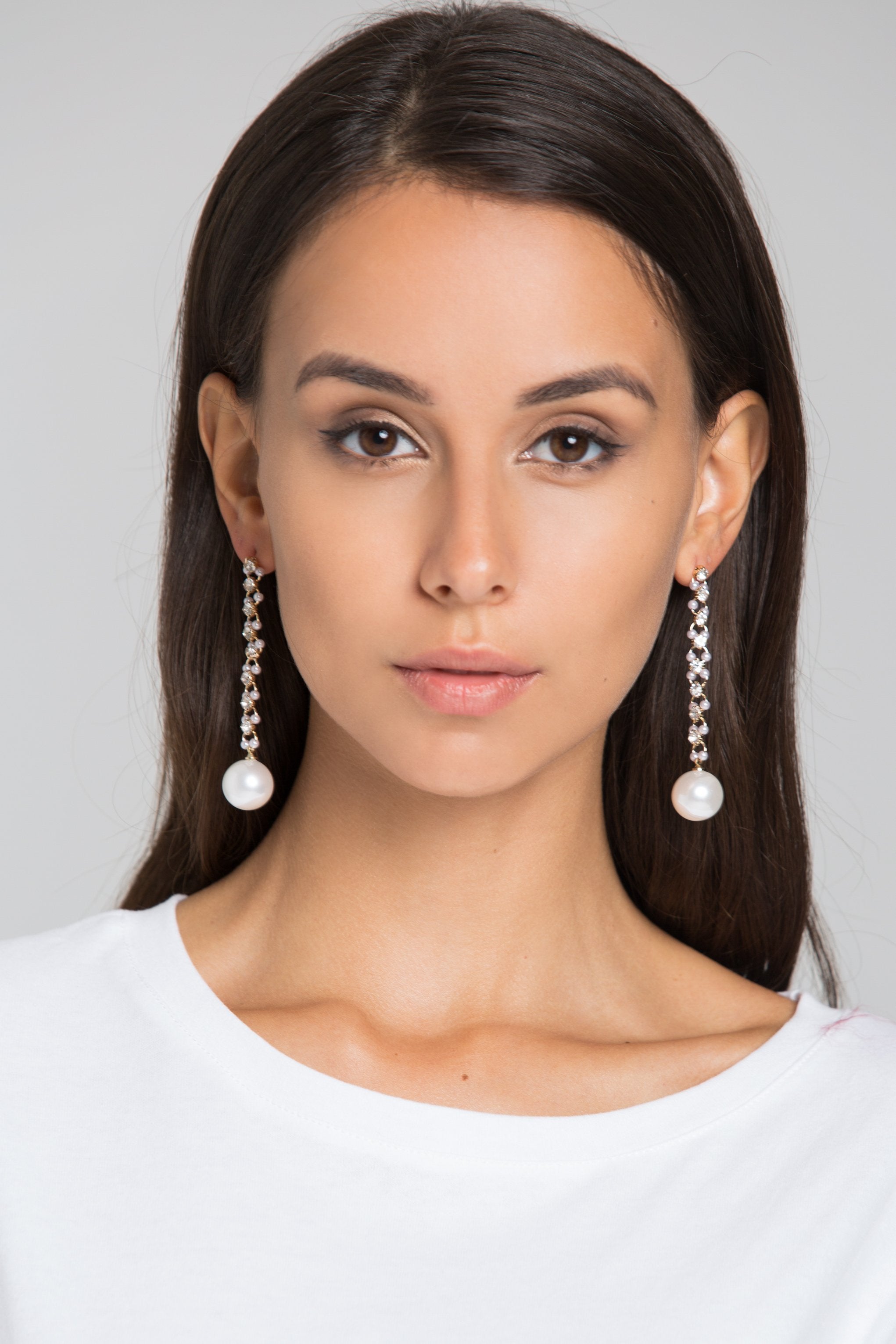 Diamond Drop Pearl Earrings - ownthelooks-Development
