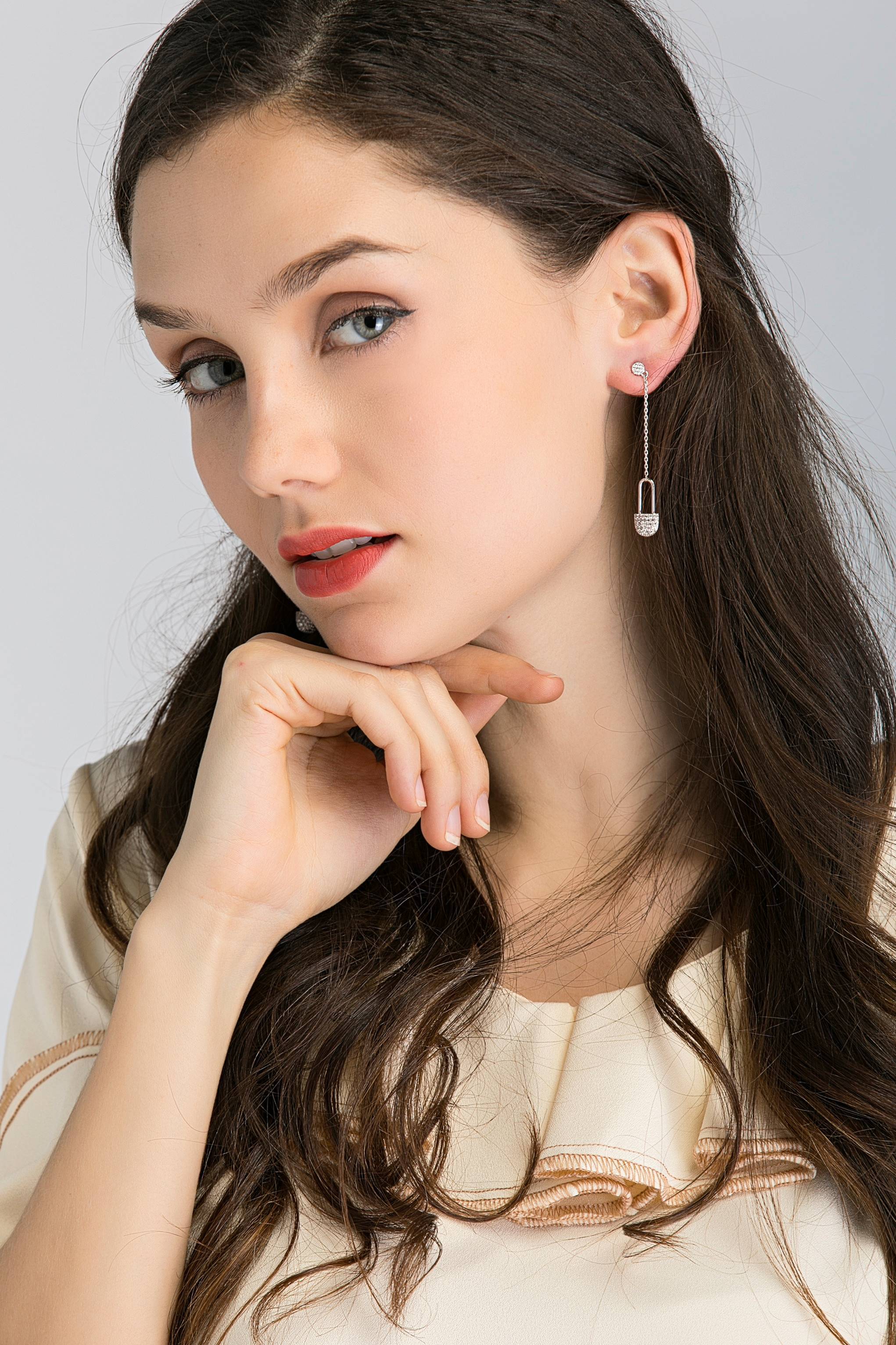 Drop Studded Lock Earrings - ownthelooks-Development