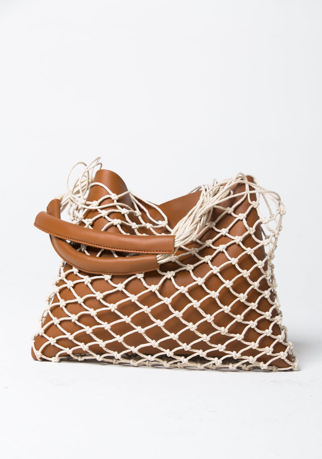 Faux Leather and Jute Macrame Hobo Bag - ownthelooks-Development