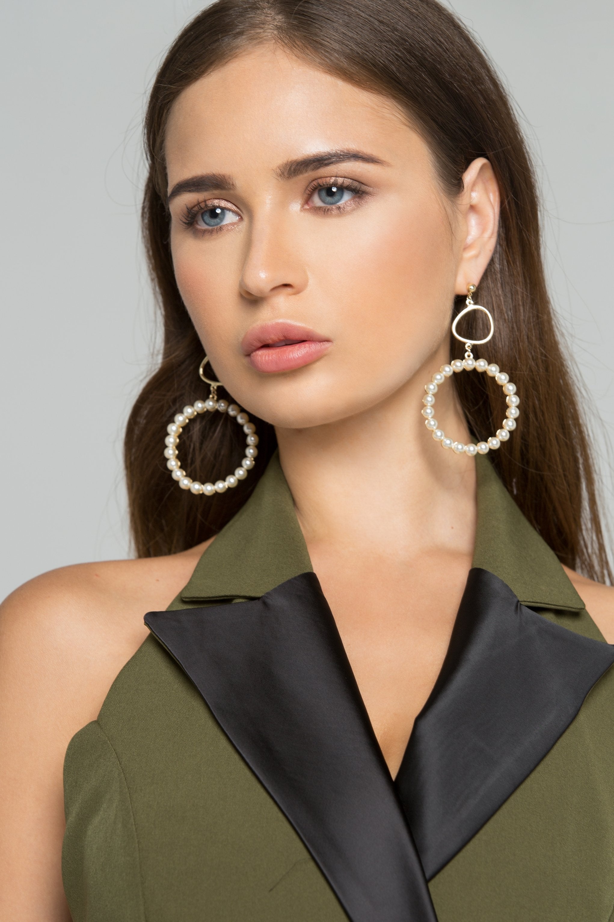 Faux Pearl Big Round Drop Earrings - ownthelooks-Development