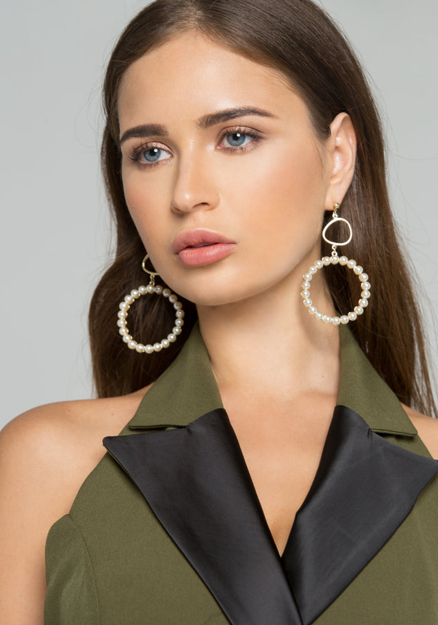 Faux Pearl Big Round Drop Earrings - ownthelooks-Development
