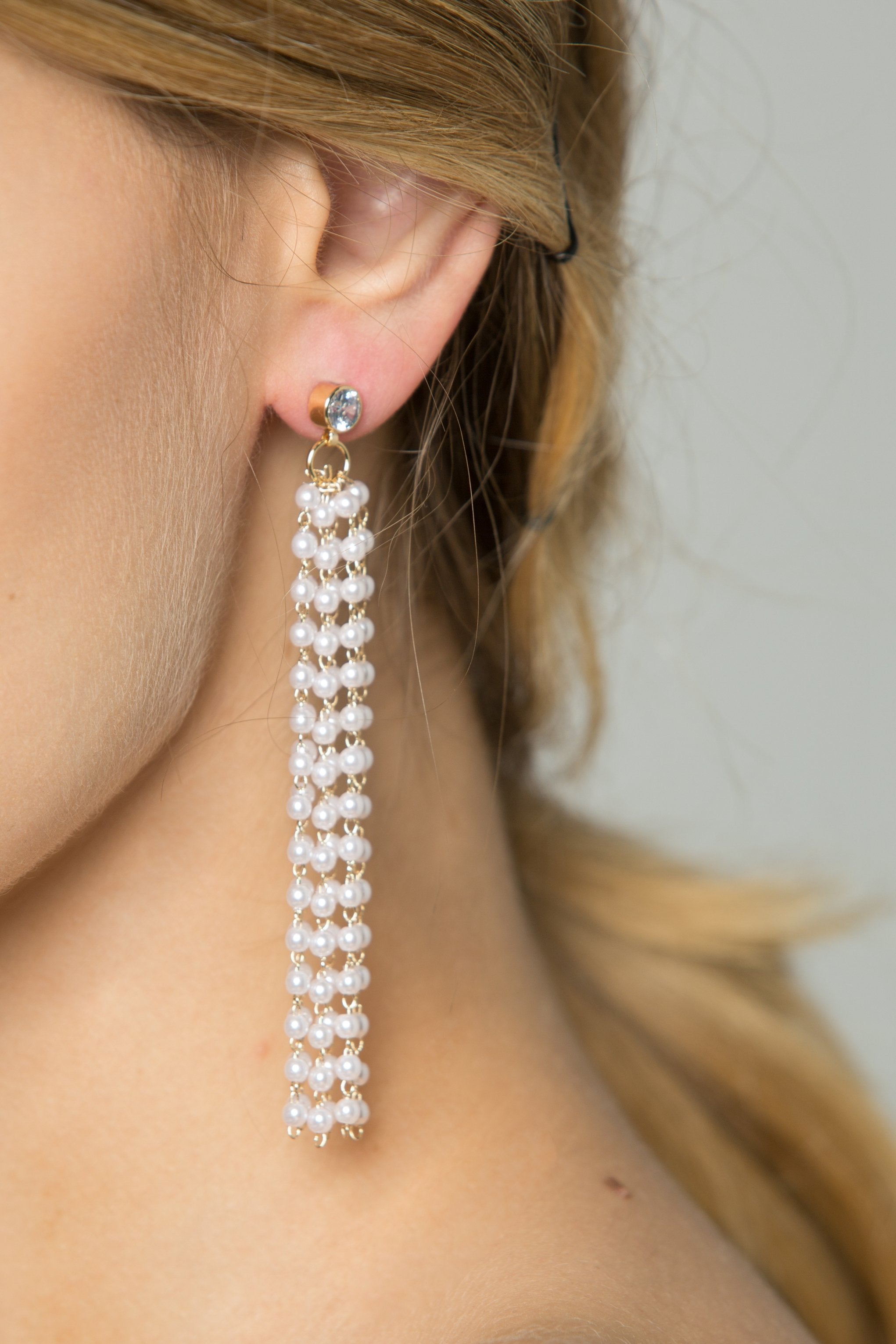 Faux Pearl Waterfall Earrings - ownthelooks-Development