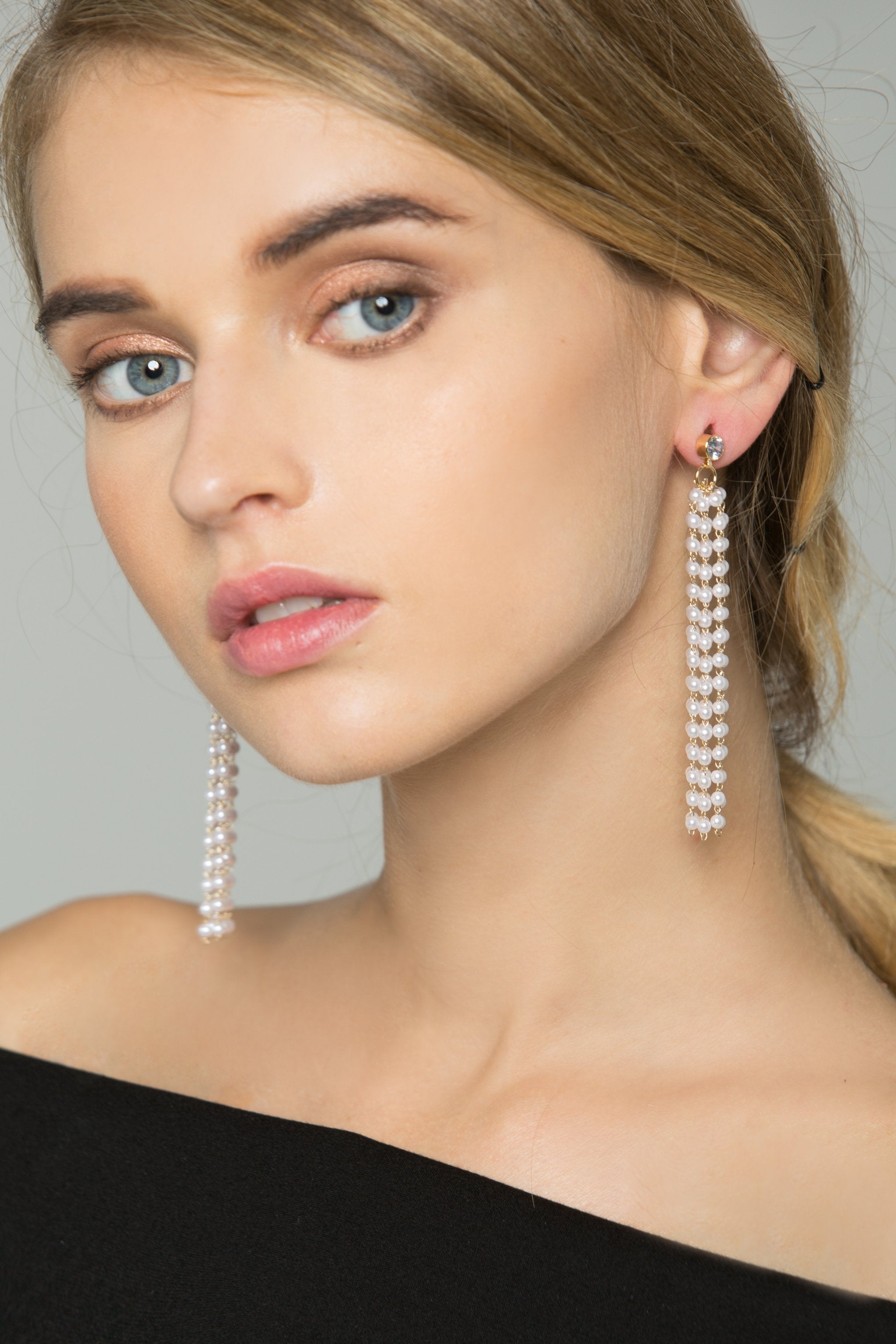 Faux Pearl Waterfall Earrings - ownthelooks-Development