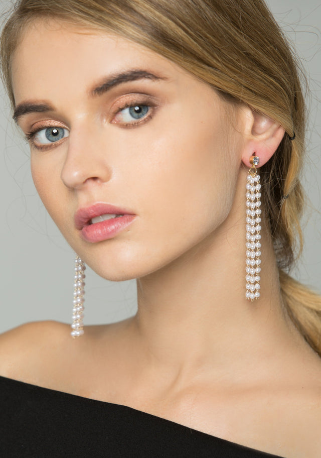 Faux Pearl Waterfall Earrings - ownthelooks-Development