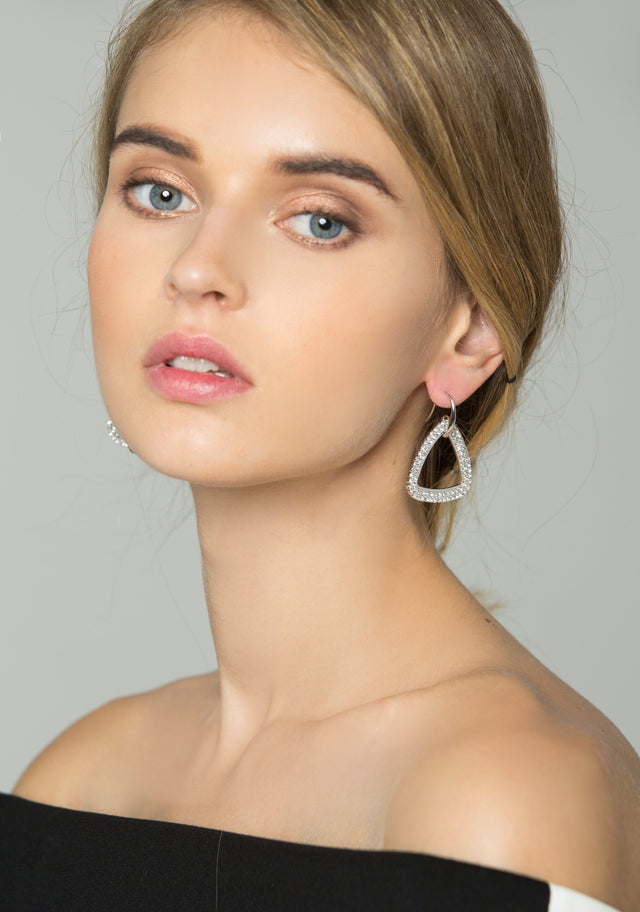 Faux Rhinestones Embedded Triangle Drop Earrings - ownthelooks-Development