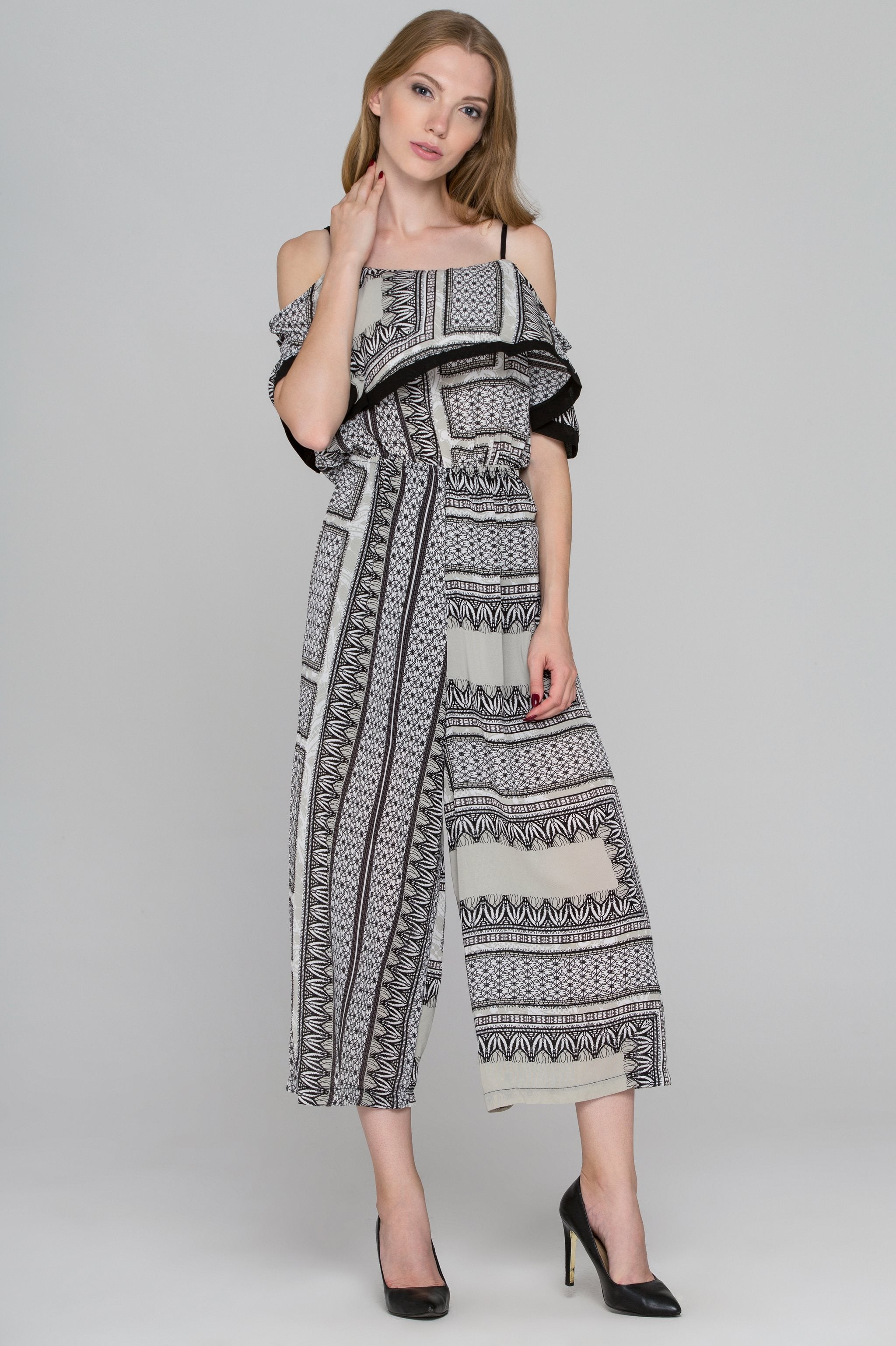 Frame Printed Cold Shoulder Jumpsuit - ownthelooks-Development