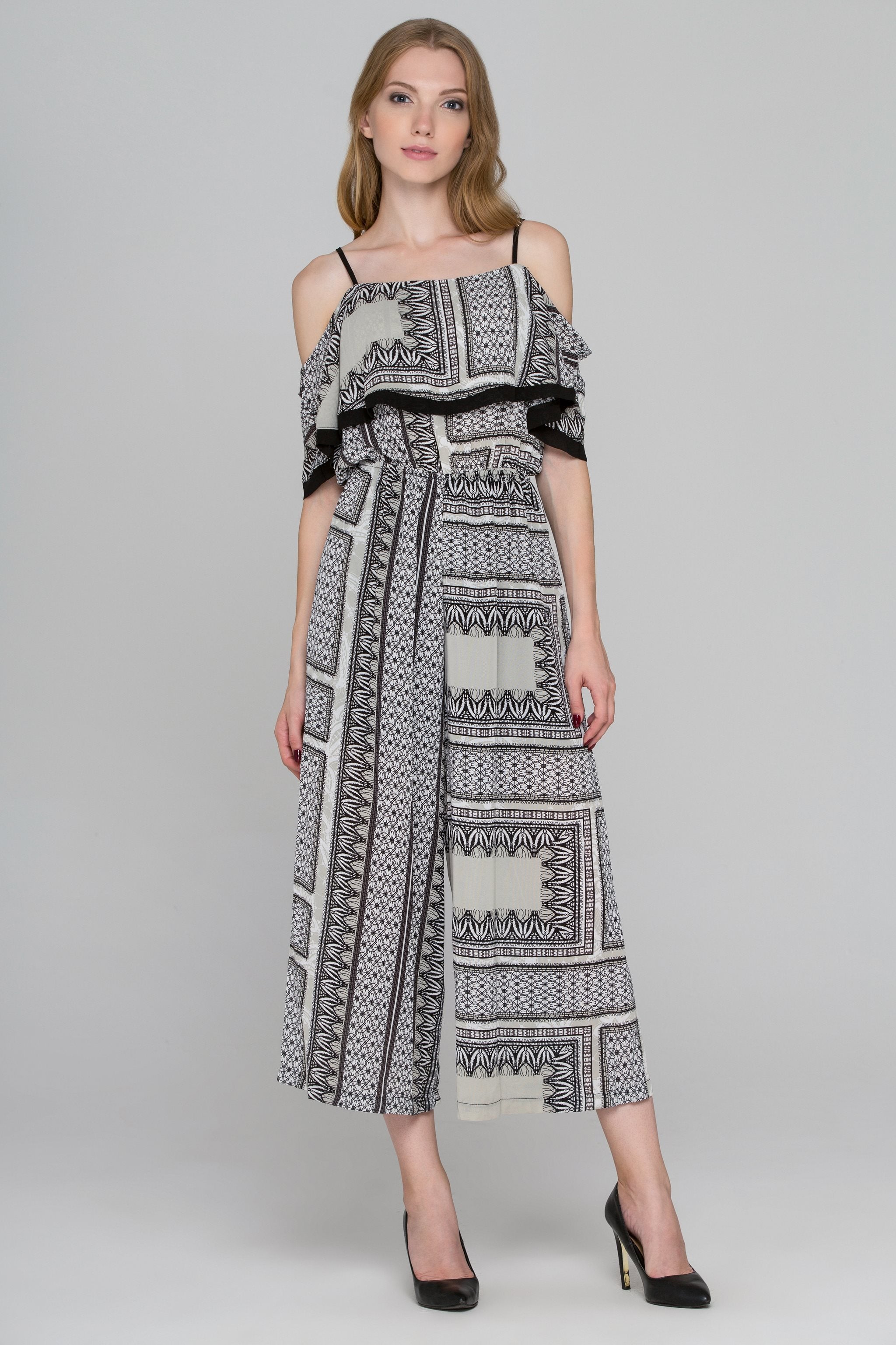 Frame Printed Cold Shoulder Jumpsuit - ownthelooks-Development