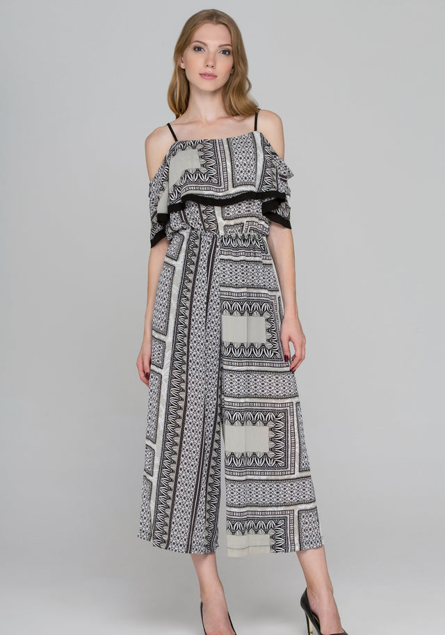 Frame Printed Cold Shoulder Jumpsuit - ownthelooks-Development