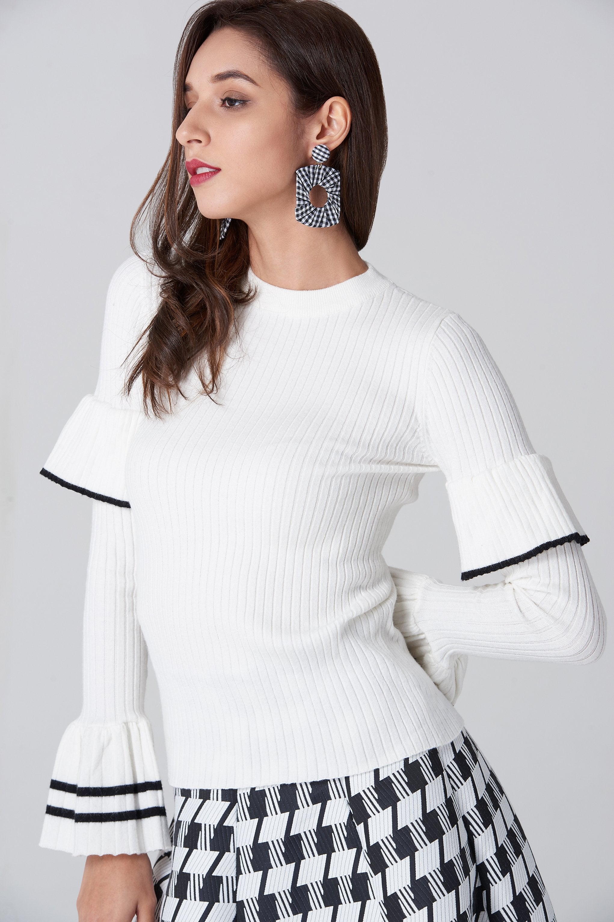 Gingham Square Frame Earrings - ownthelooks-Development