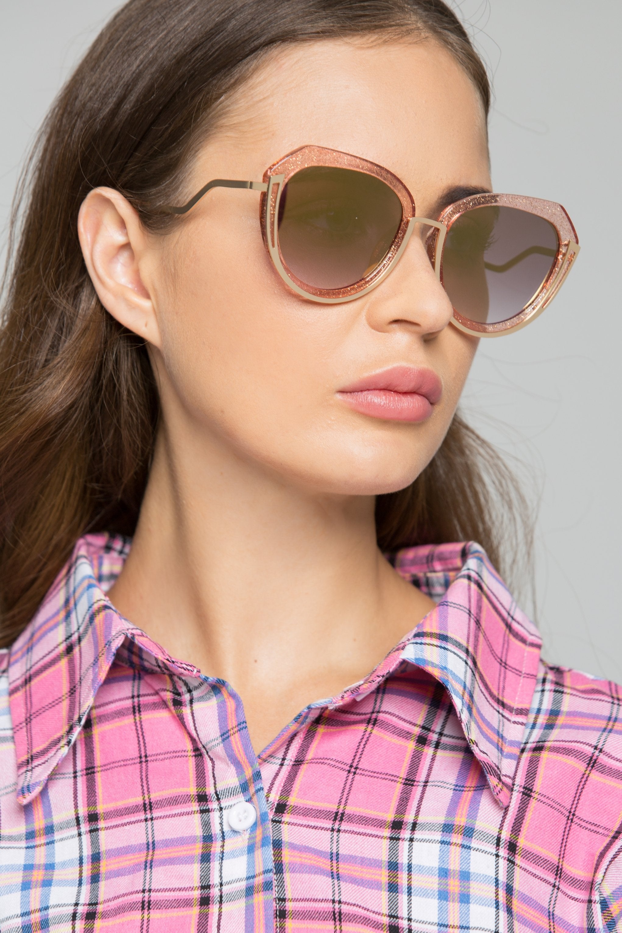 Glitter and Gold Bottom Rim Cat Eye Sunglasses - ownthelooks-Development