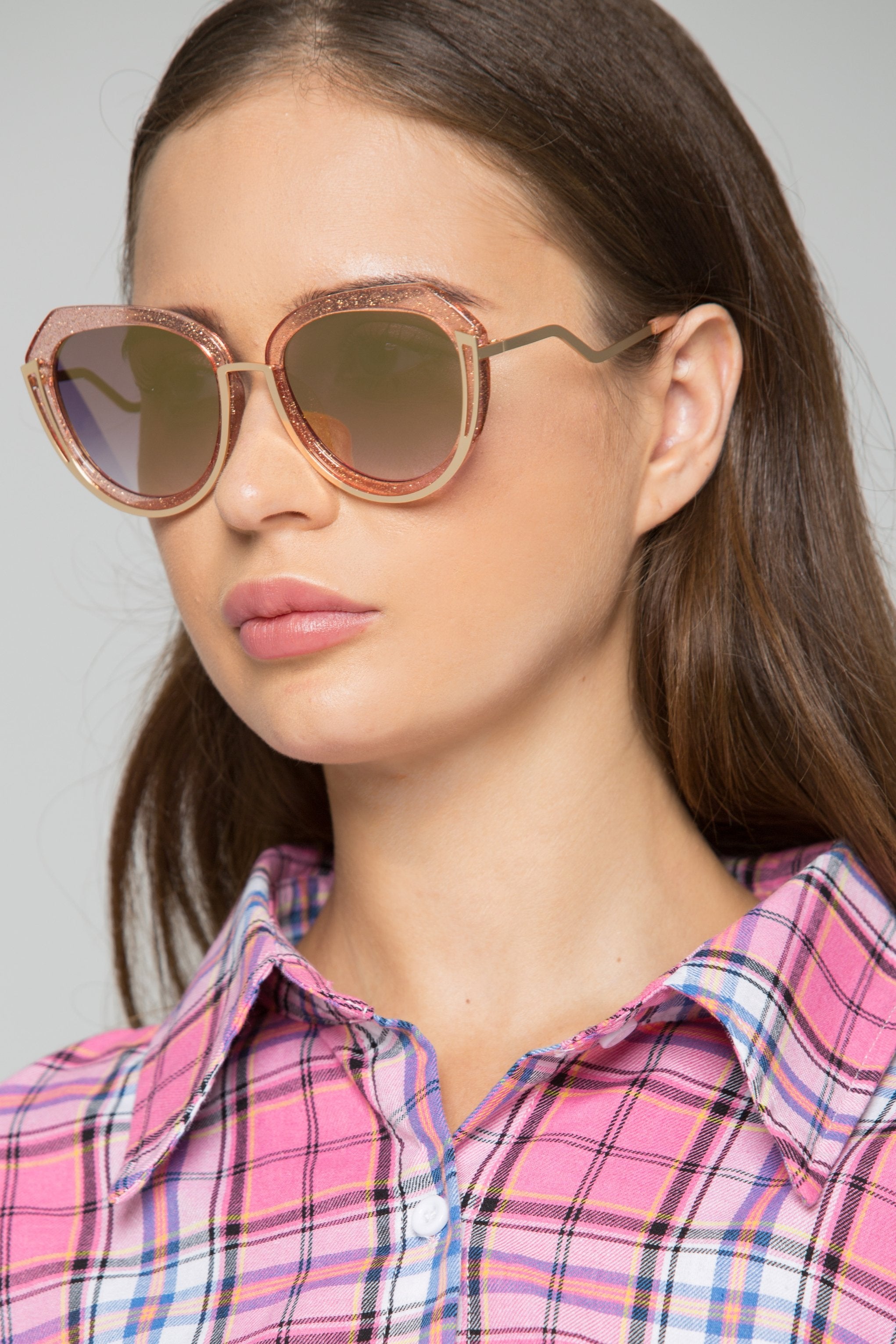 Glitter and Gold Bottom Rim Cat Eye Sunglasses - ownthelooks-Development