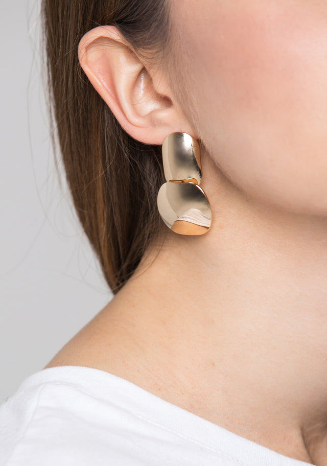 Gold Double Dome Button Earrings - ownthelooks-Development