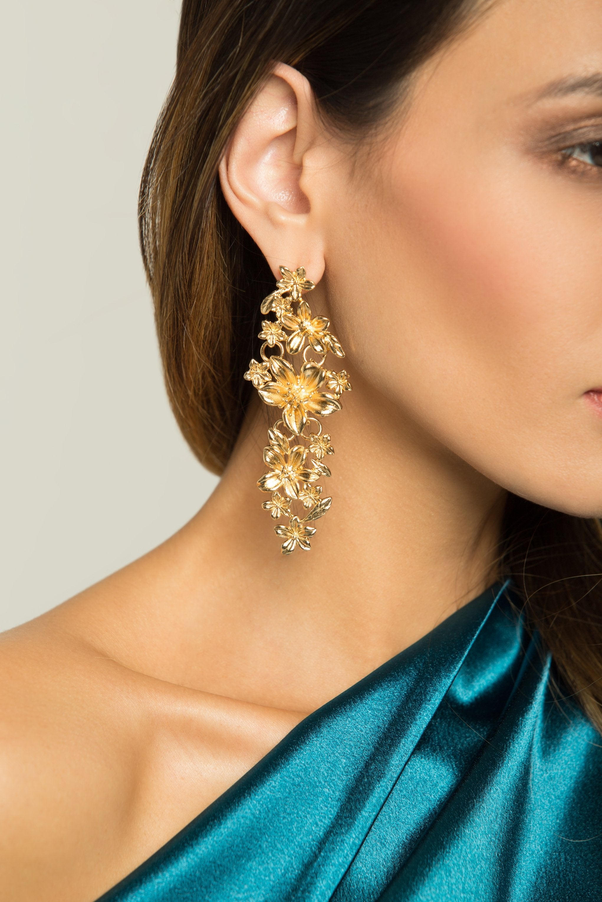 Gold Floral Drop Earrings - ownthelooks-Development