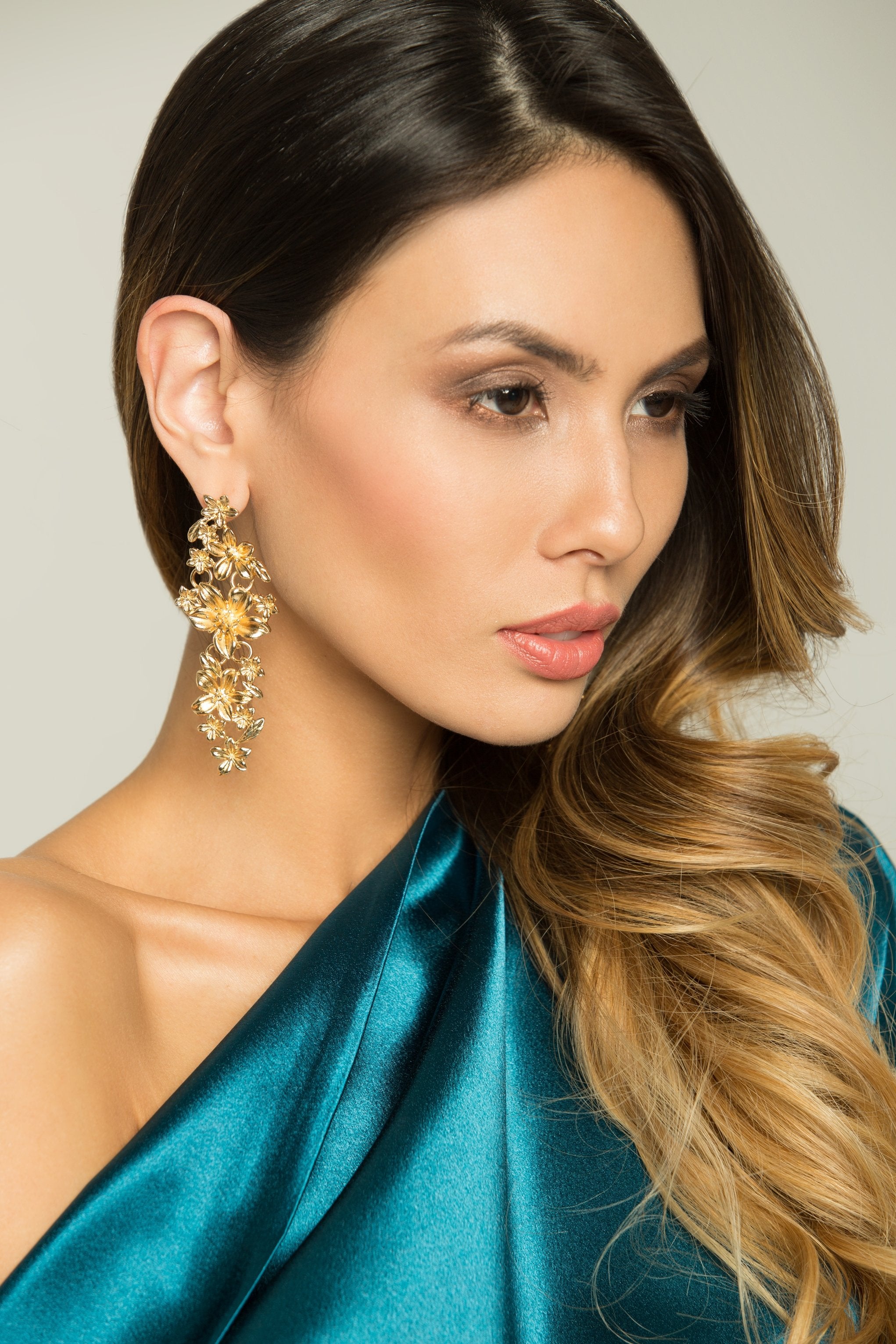 Gold Floral Drop Earrings - ownthelooks-Development