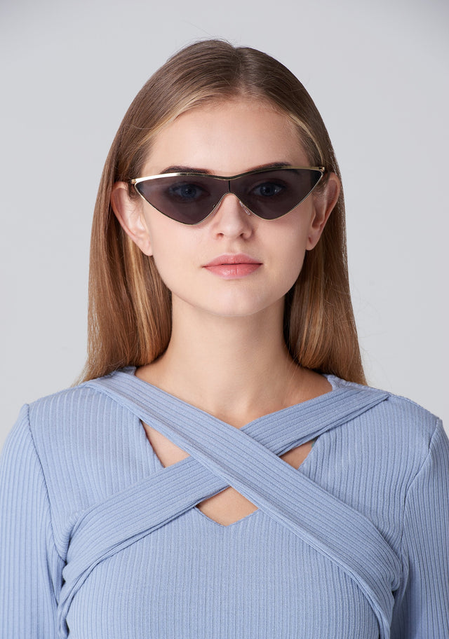 Gold Frame Super Slim Cat Eye Sunglasses - ownthelooks-Development