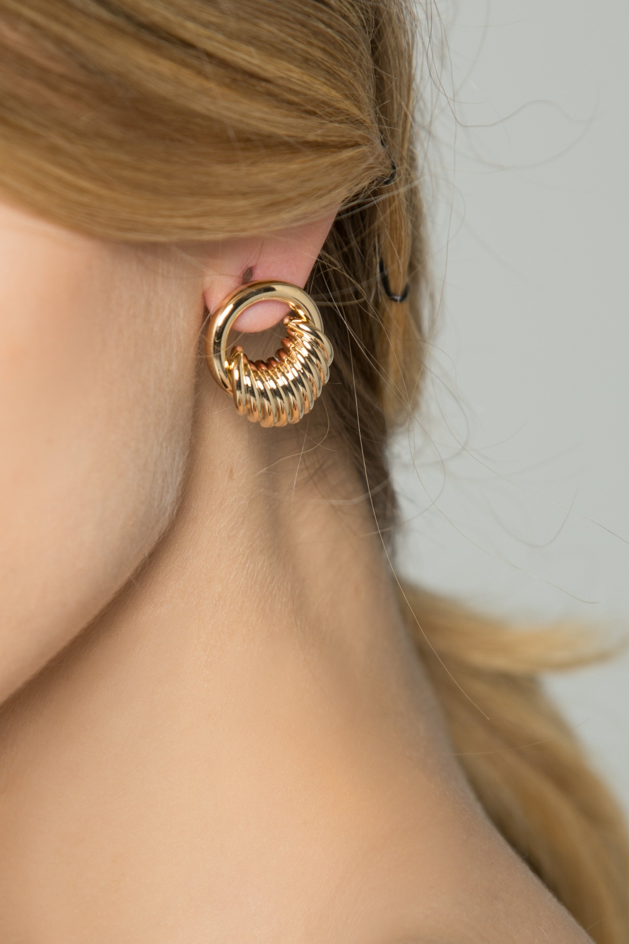 Gold Nano-ring Stud Earrings - ownthelooks-Development