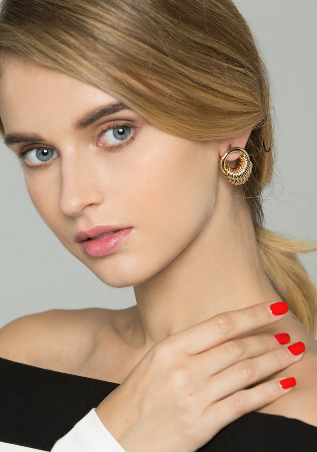 Gold Nano-ring Stud Earrings - ownthelooks-Development