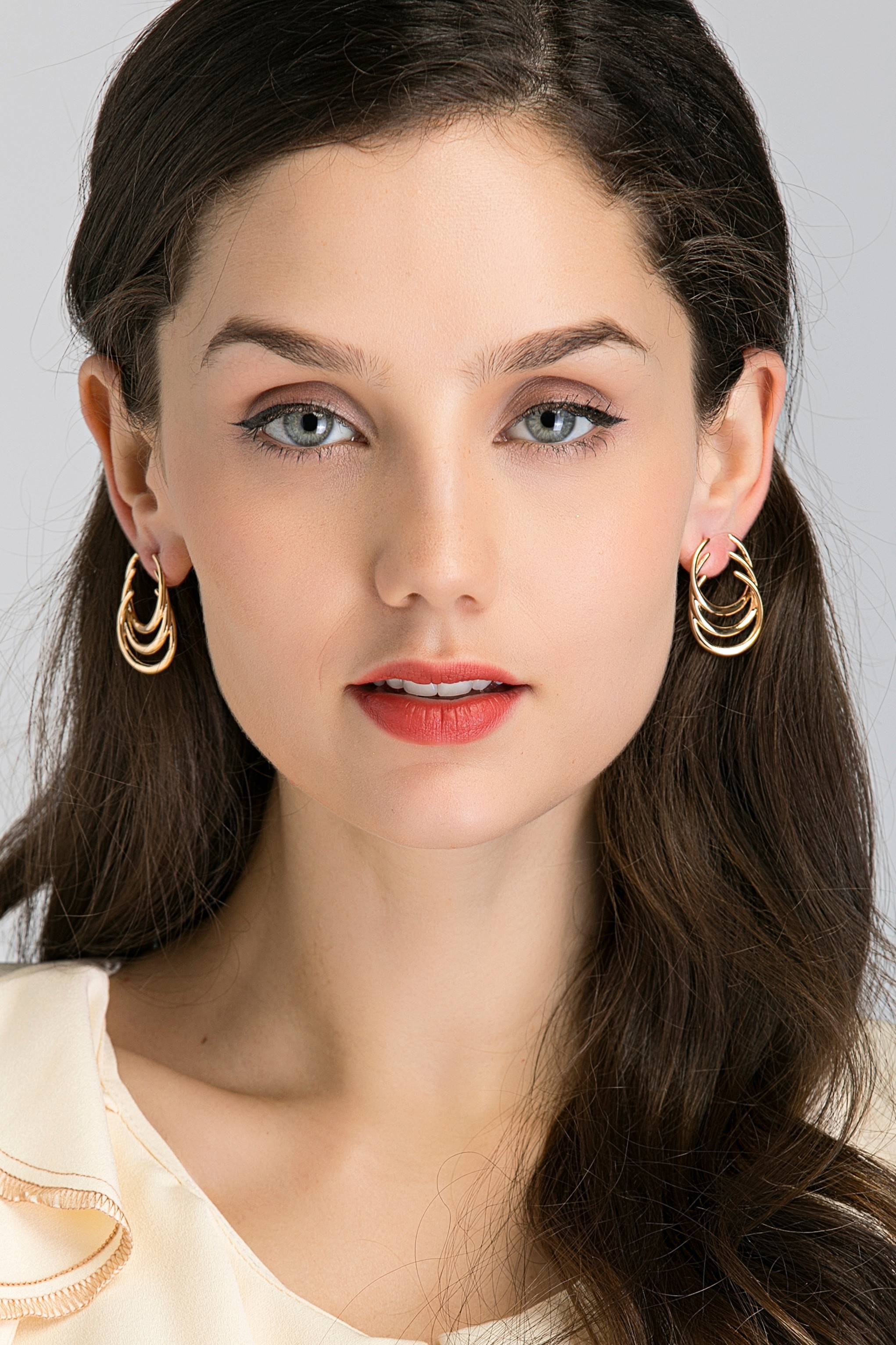 Gold Plated Triple Spiral Hoop Earrings - ownthelooks-Development