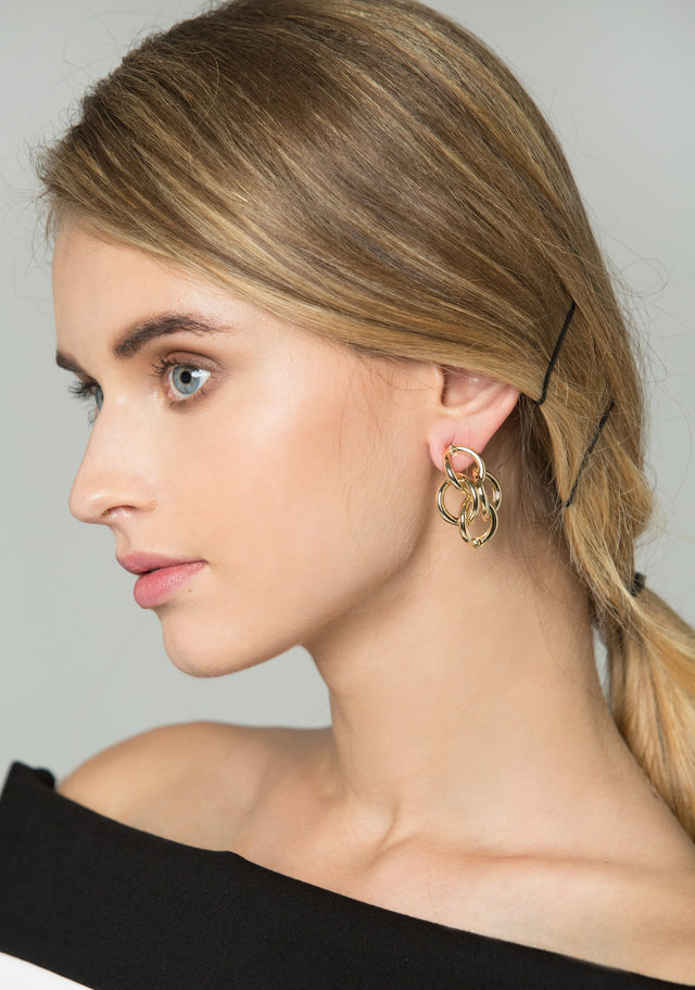 Gold Quad Round-twined Earrings - ownthelooks-Development