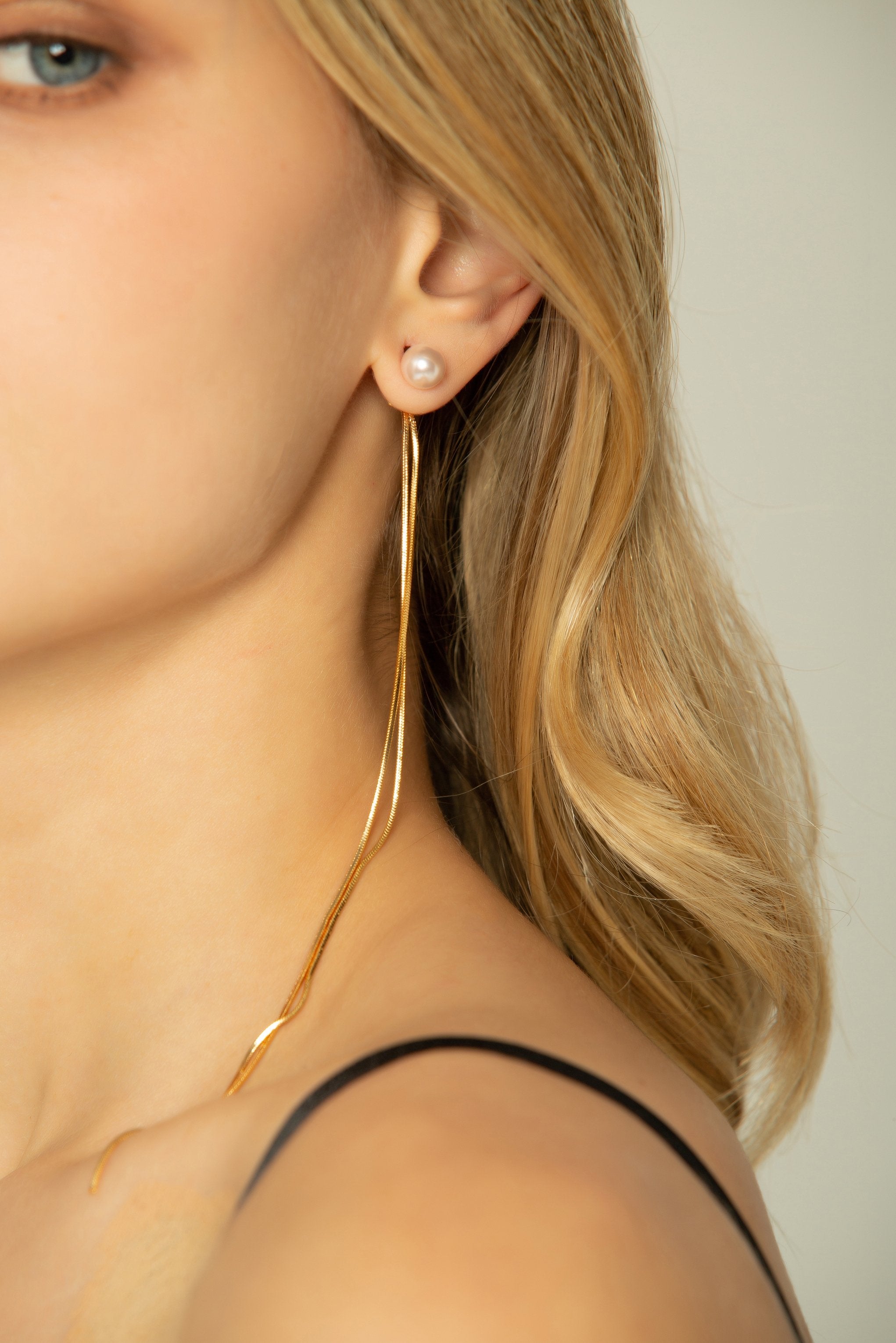 Gold Tassel Faux Pearl Stud Earrings - ownthelooks-Development