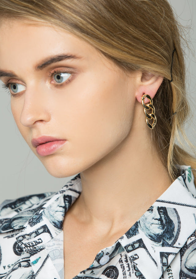 Gold Tri-chain Earrings - ownthelooks-Development
