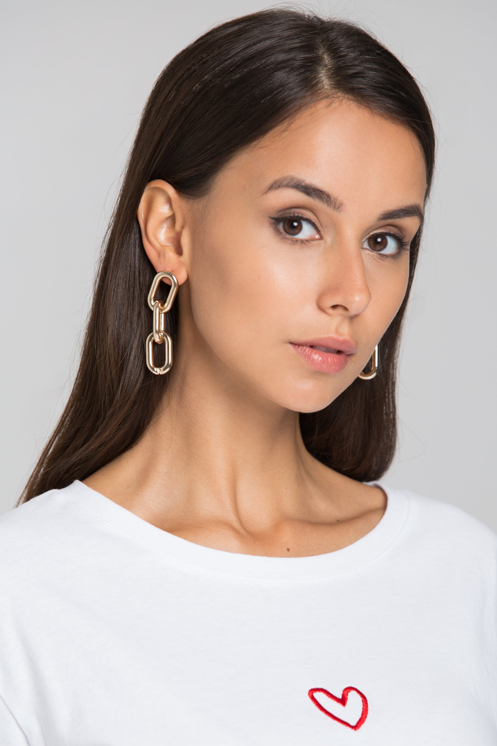 Gold Uneven Chain Earrings - ownthelooks-Development