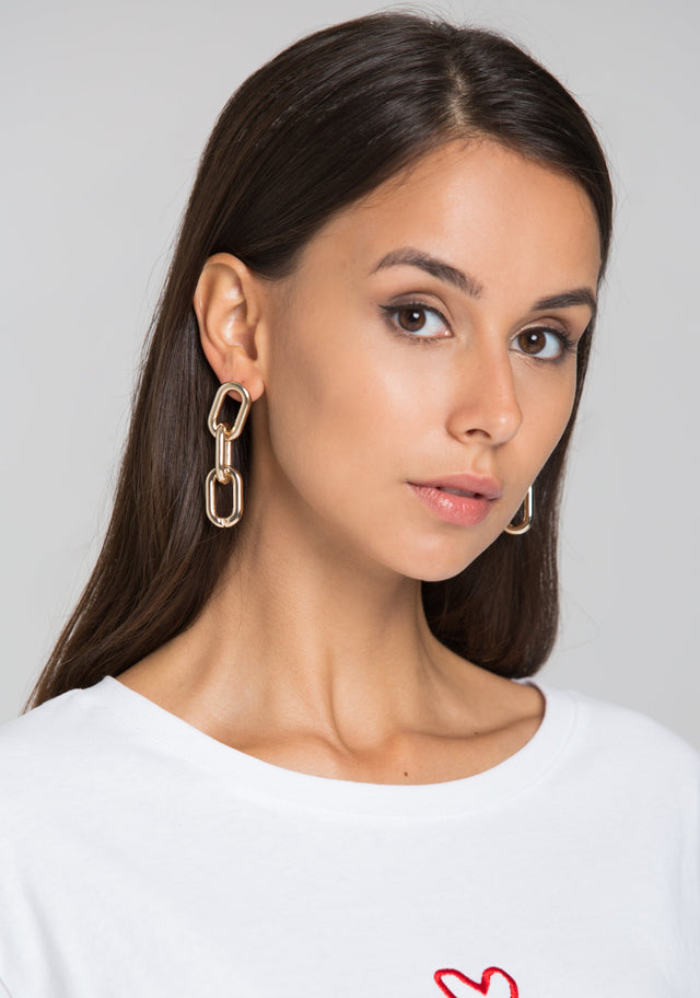 Gold Uneven Chain Earrings - ownthelooks-Development