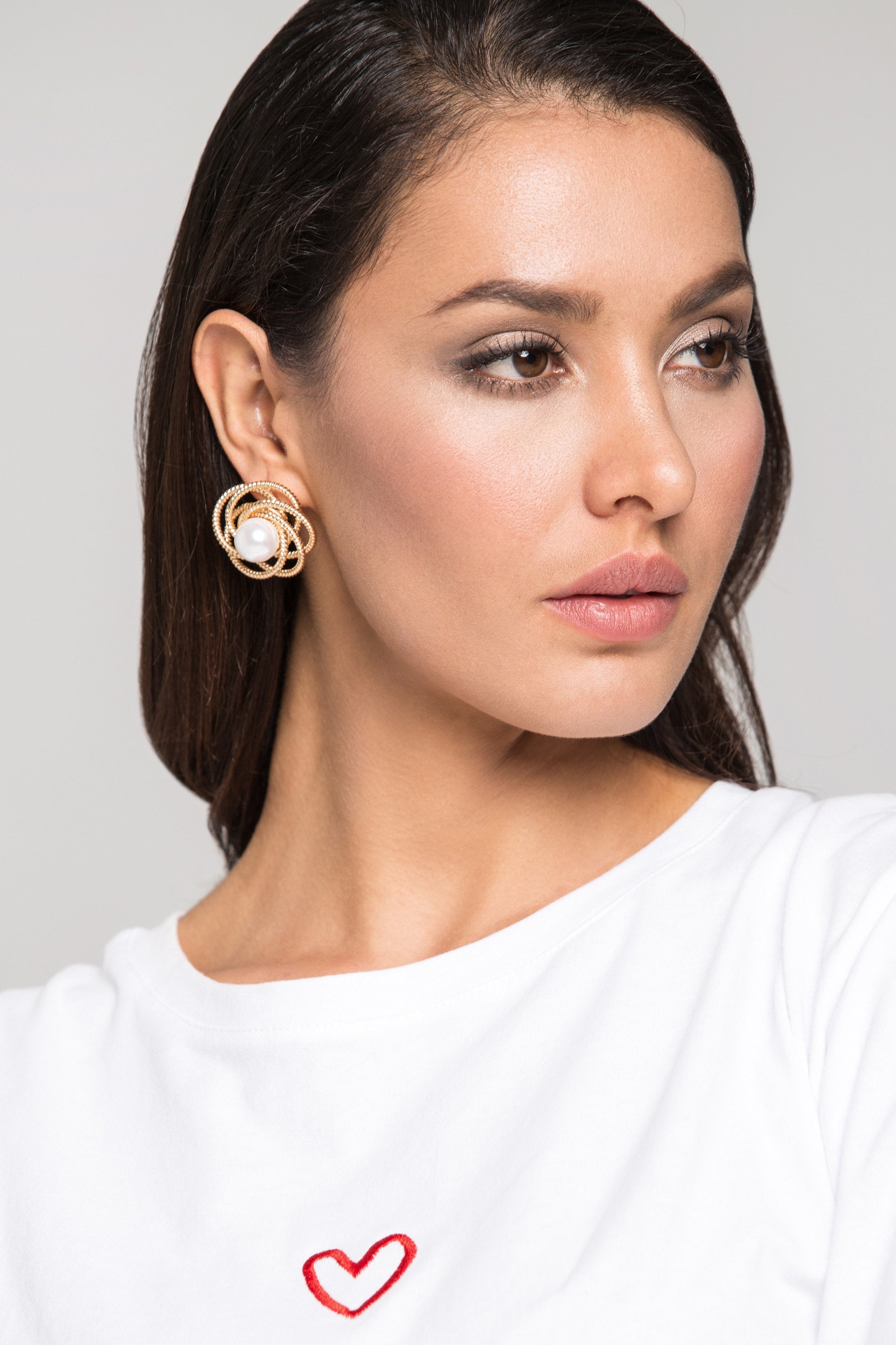 Gold Wire and Pearl Camelia Earrings - ownthelooks-Development