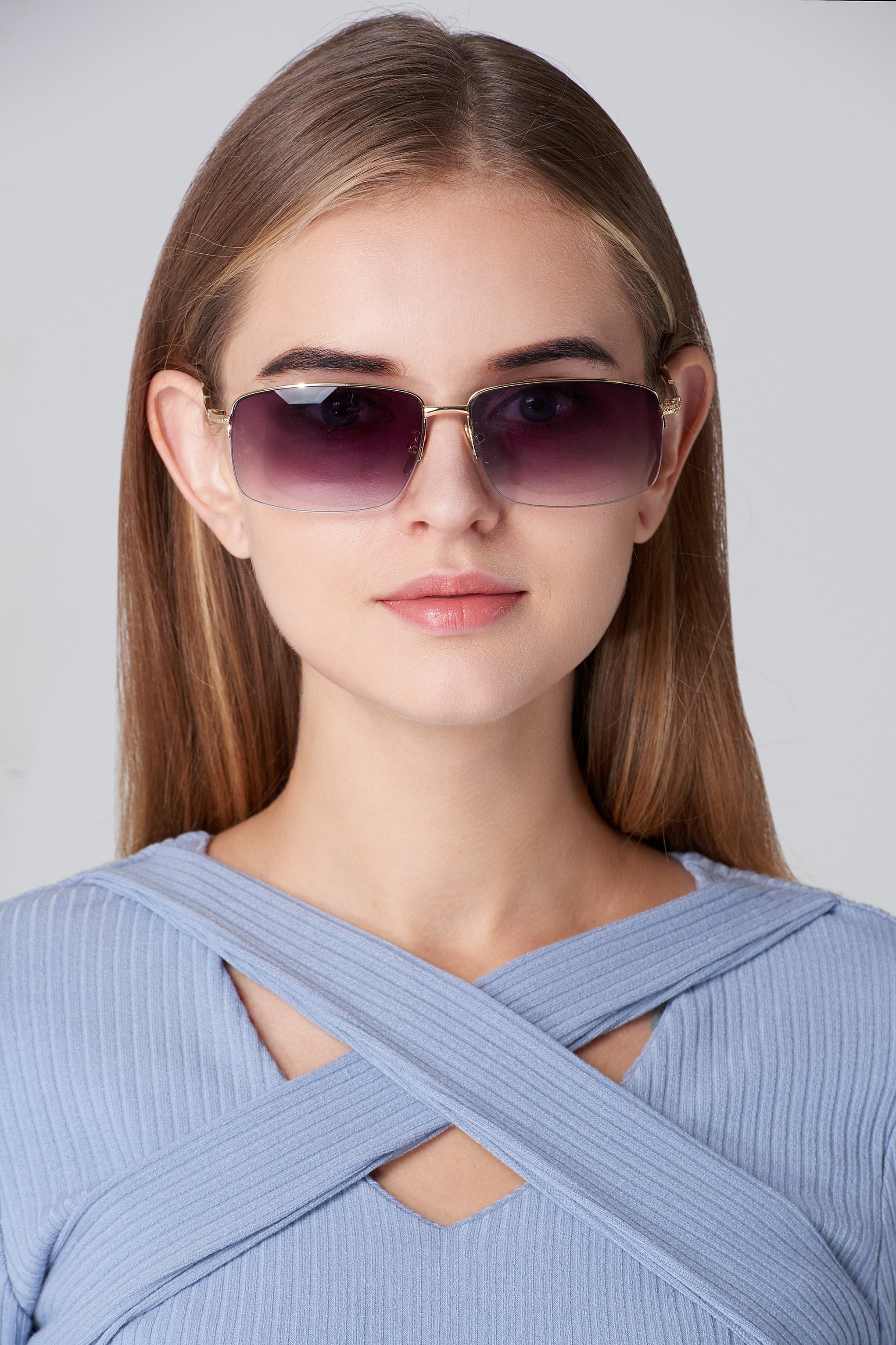 Gold and Purple Top Rim Sunglasses - ownthelooks-Development