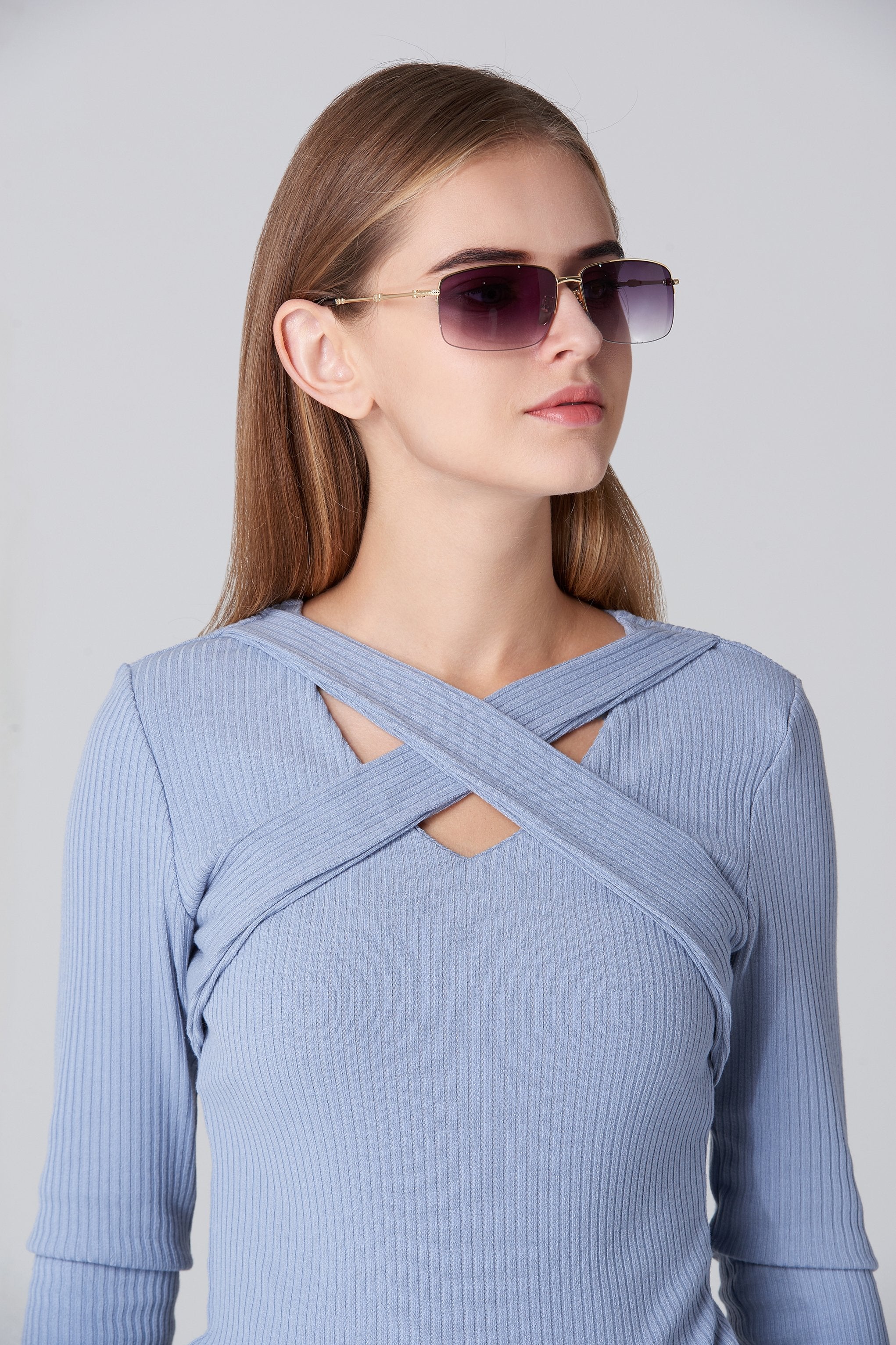 Gold and Purple Top Rim Sunglasses - ownthelooks-Development