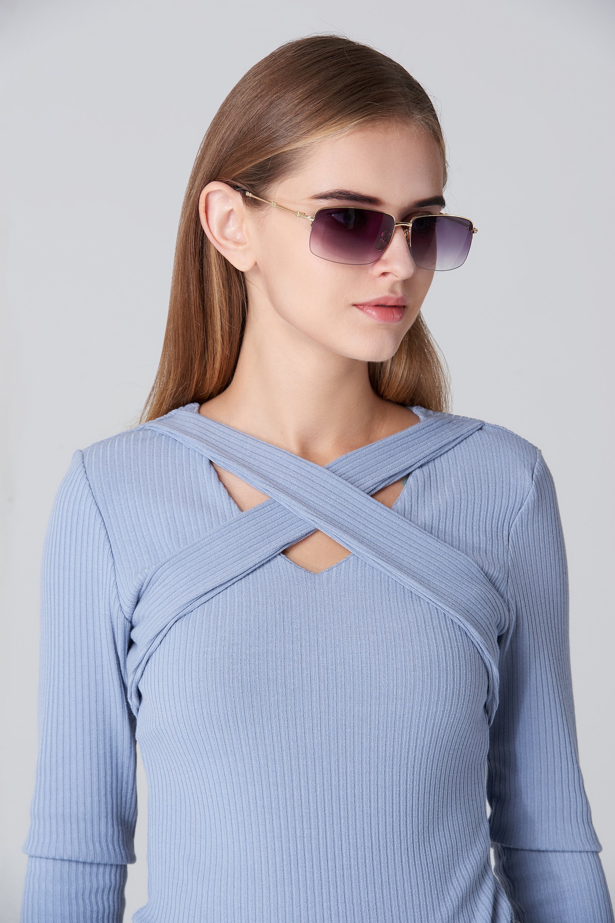 Gold and Purple Top Rim Sunglasses - ownthelooks-Development