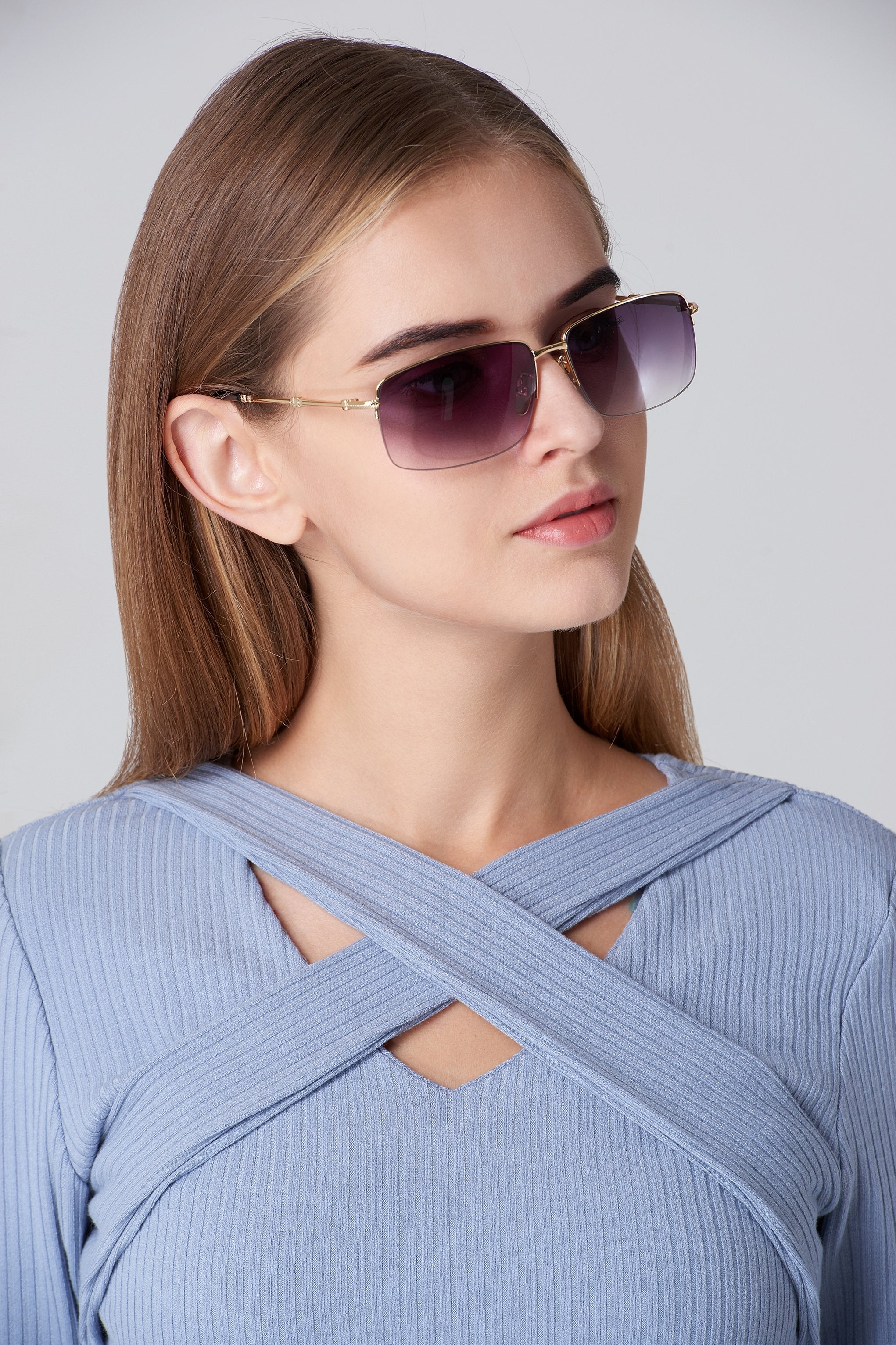 Gold and Purple Top Rim Sunglasses - ownthelooks-Development